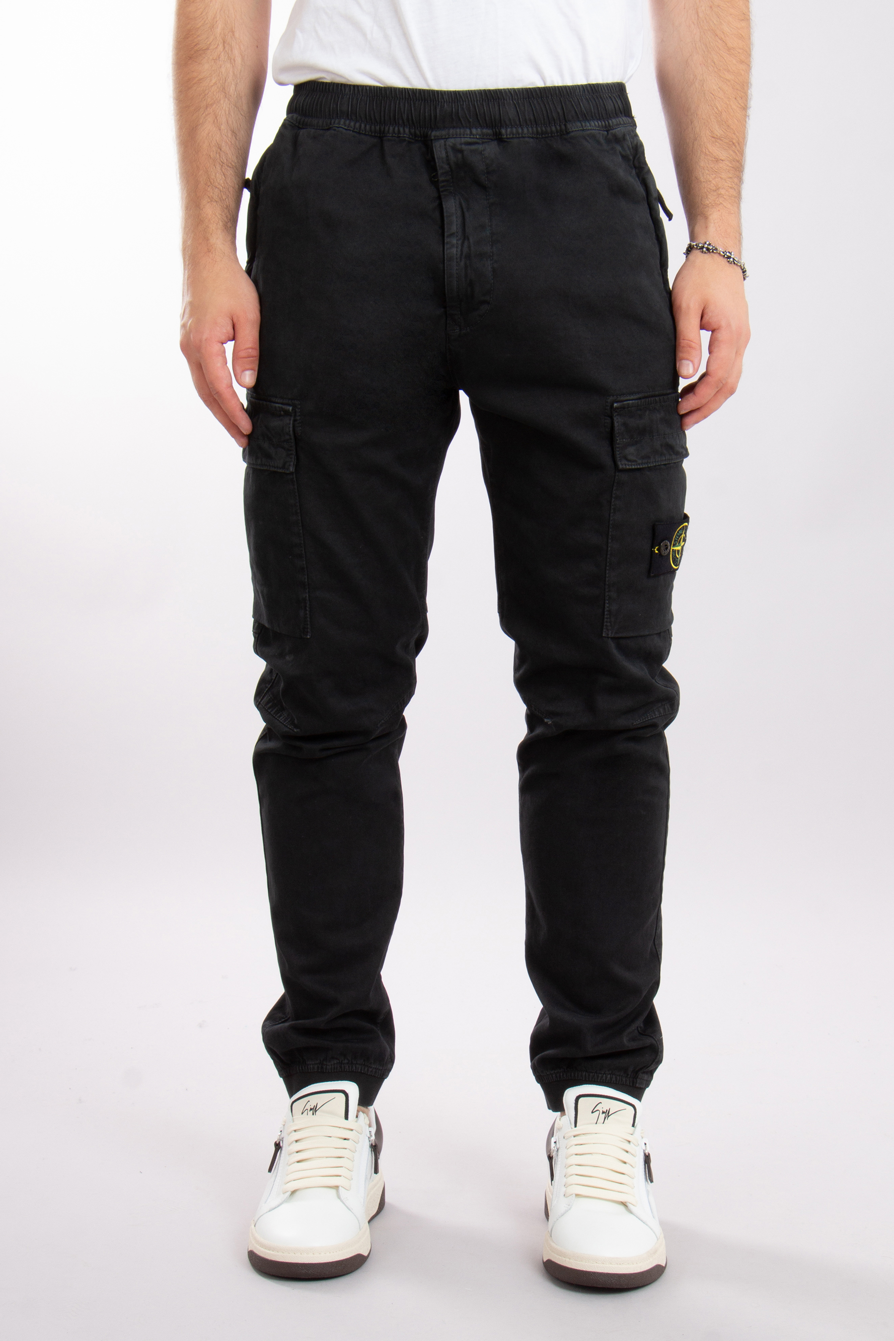 STONE ISLAND 'OLD' Effect Broken Cotton Twill Cargo Pants