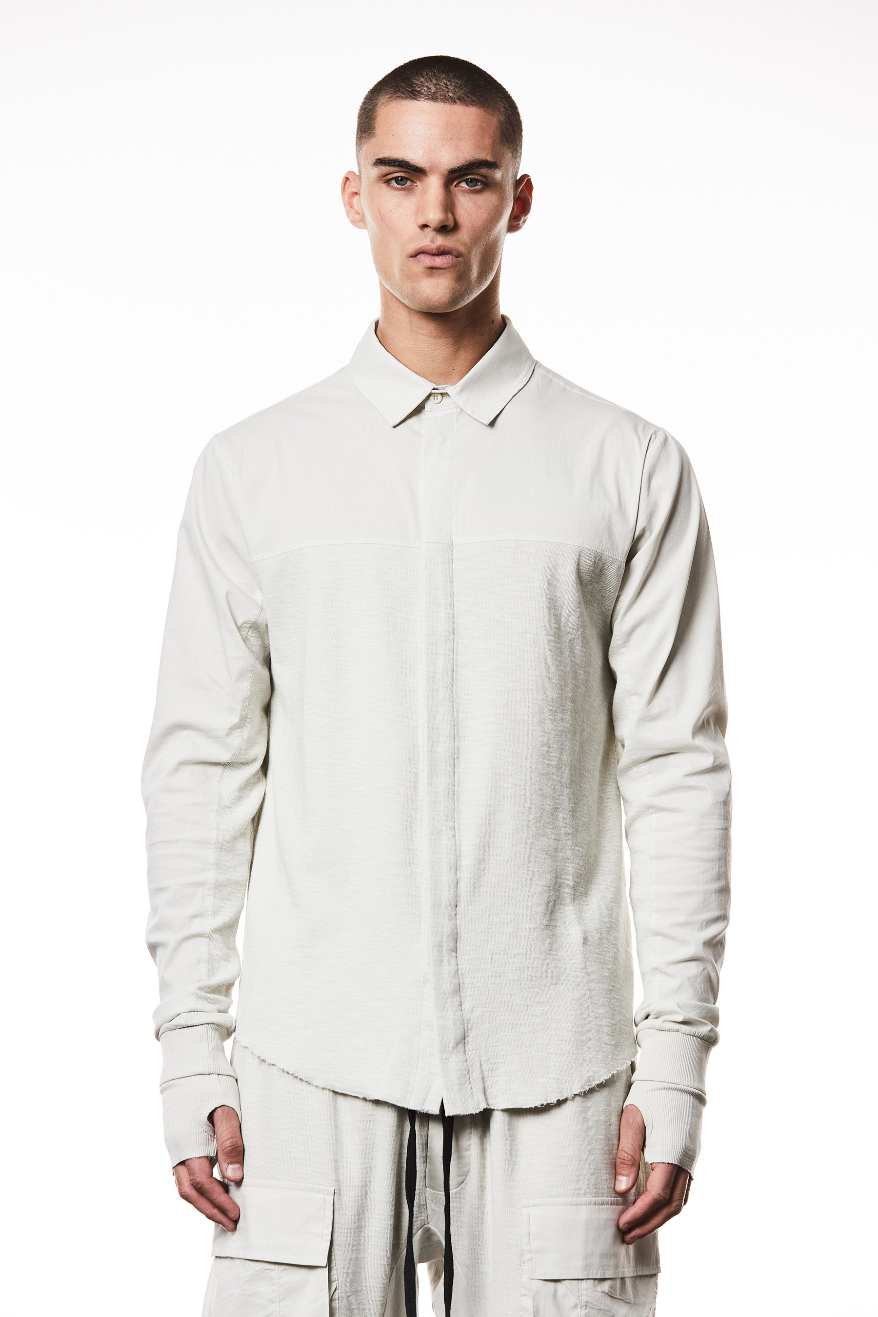 THOM KROM Slim Fit Matmix Washed Crashed Cotton Shirt