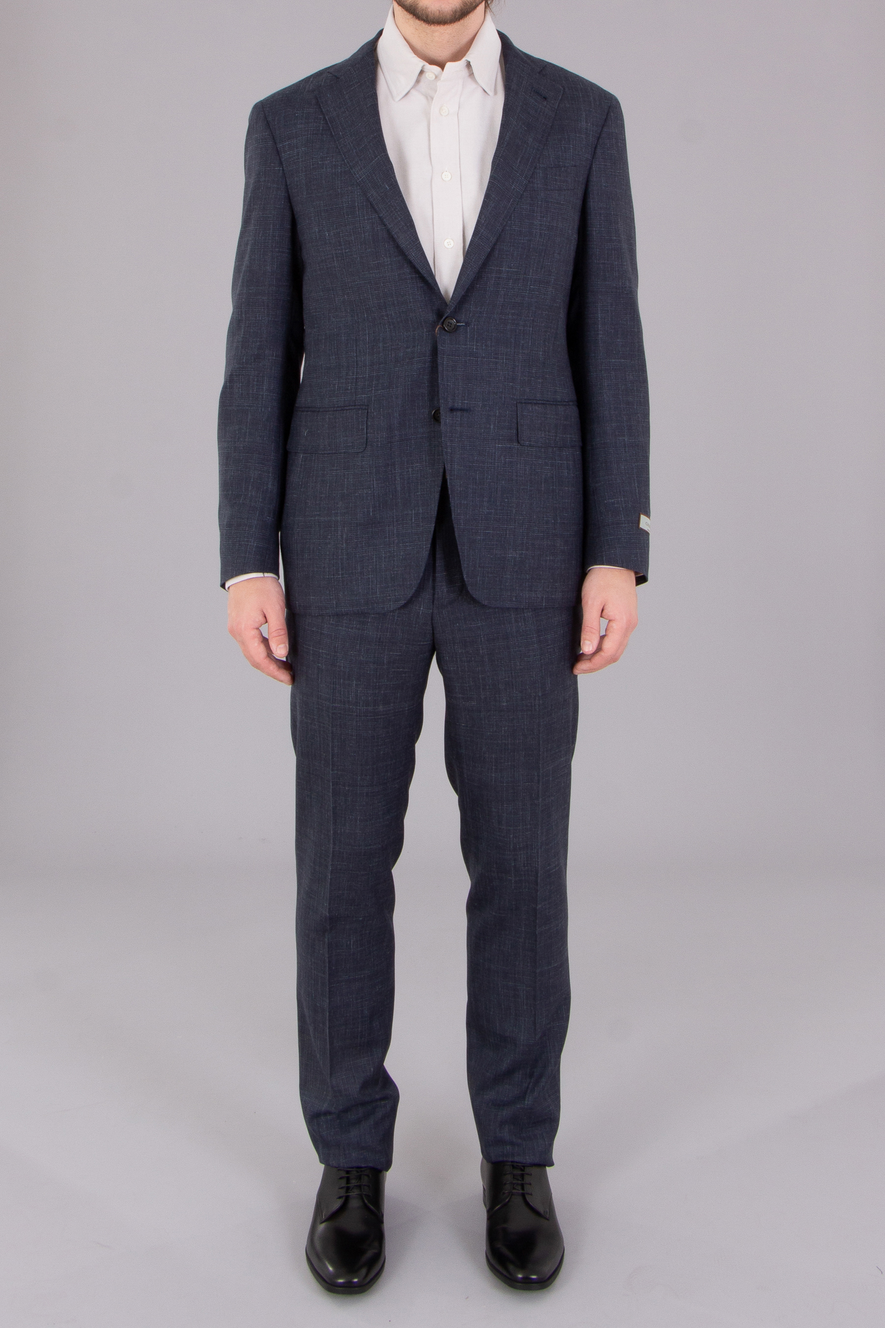 CANALI Modern Fit Checked Travel Wool-Silk-Linen Blend Suit Kei