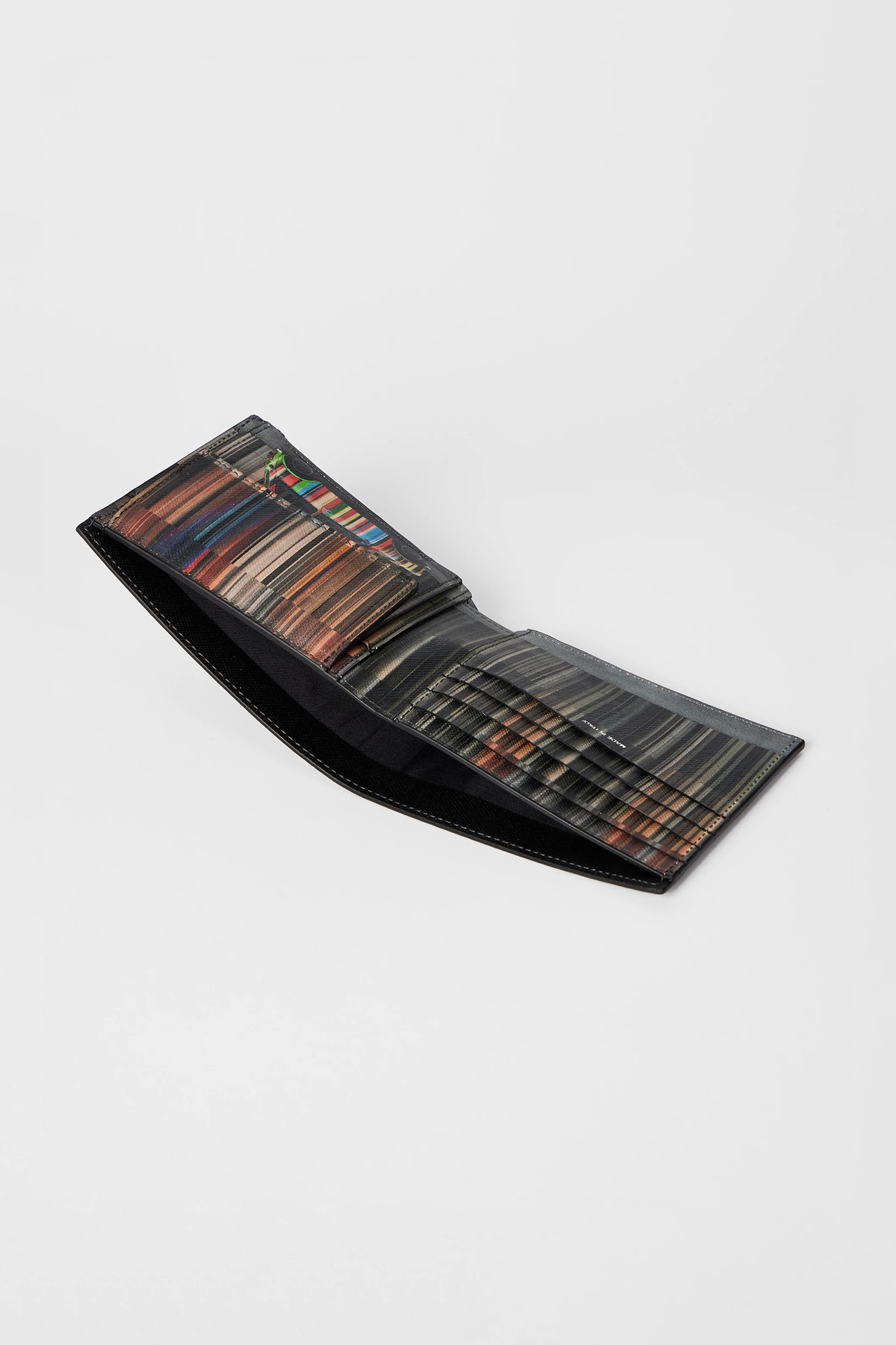 PAUL SMITH 'Mini Stripe' Print Leather Bifold Wallet