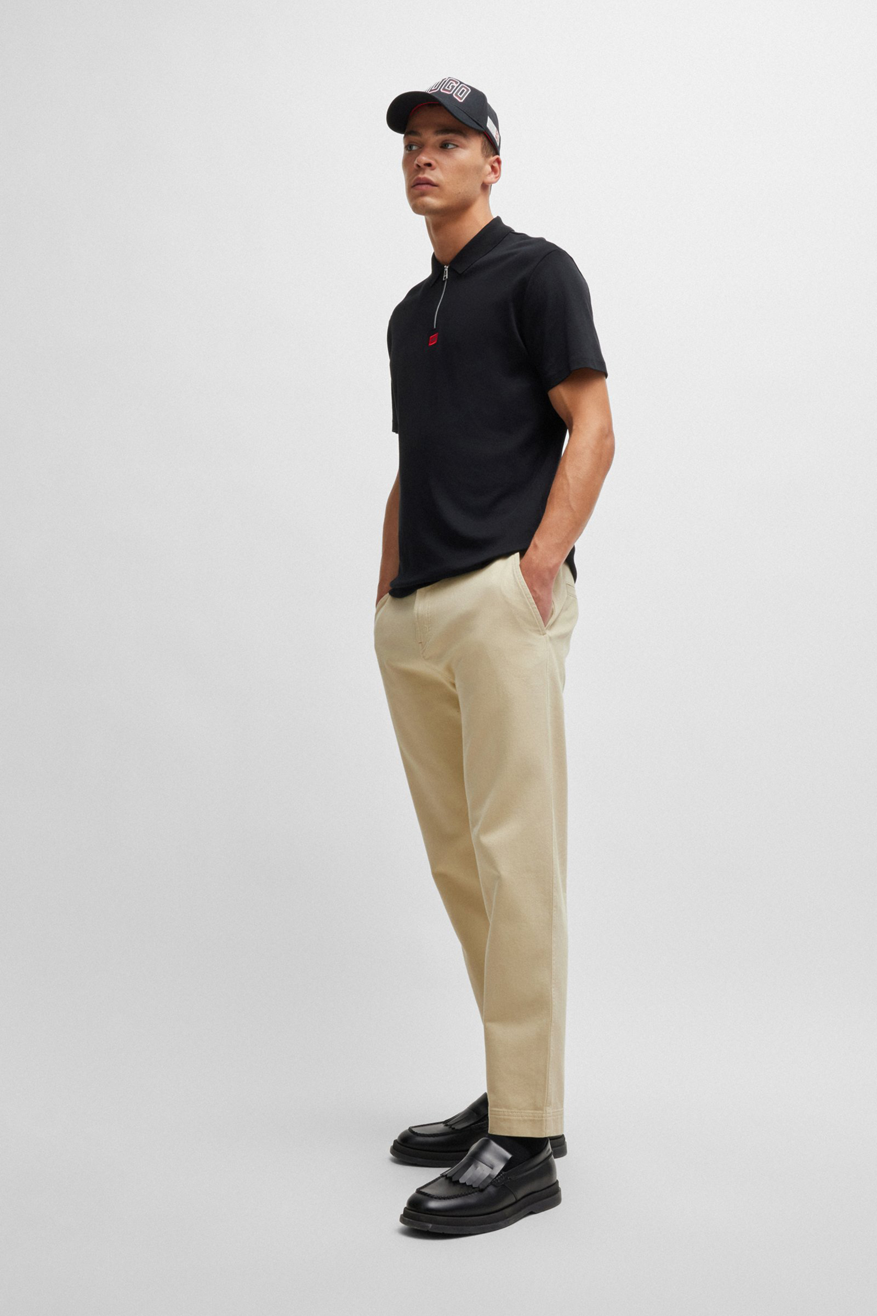 HUGO Tapered Fit Cotton Twill Pants Zeebo