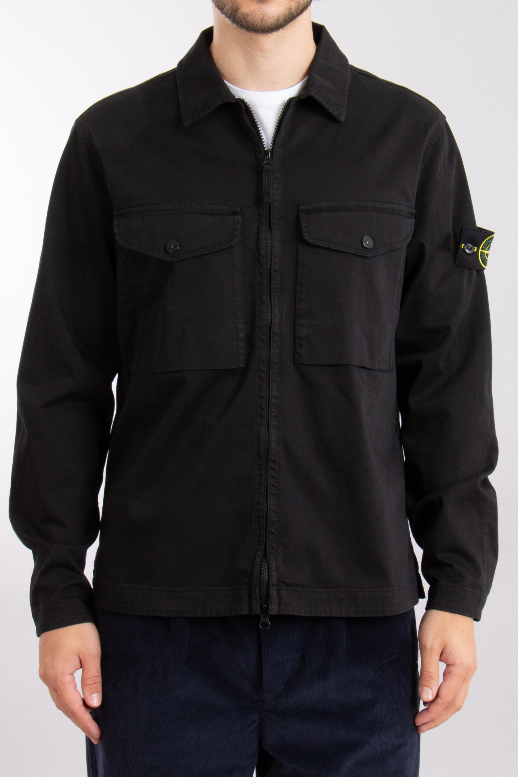 STONE ISLAND Organic Cotton Stretch Satin Overshirt