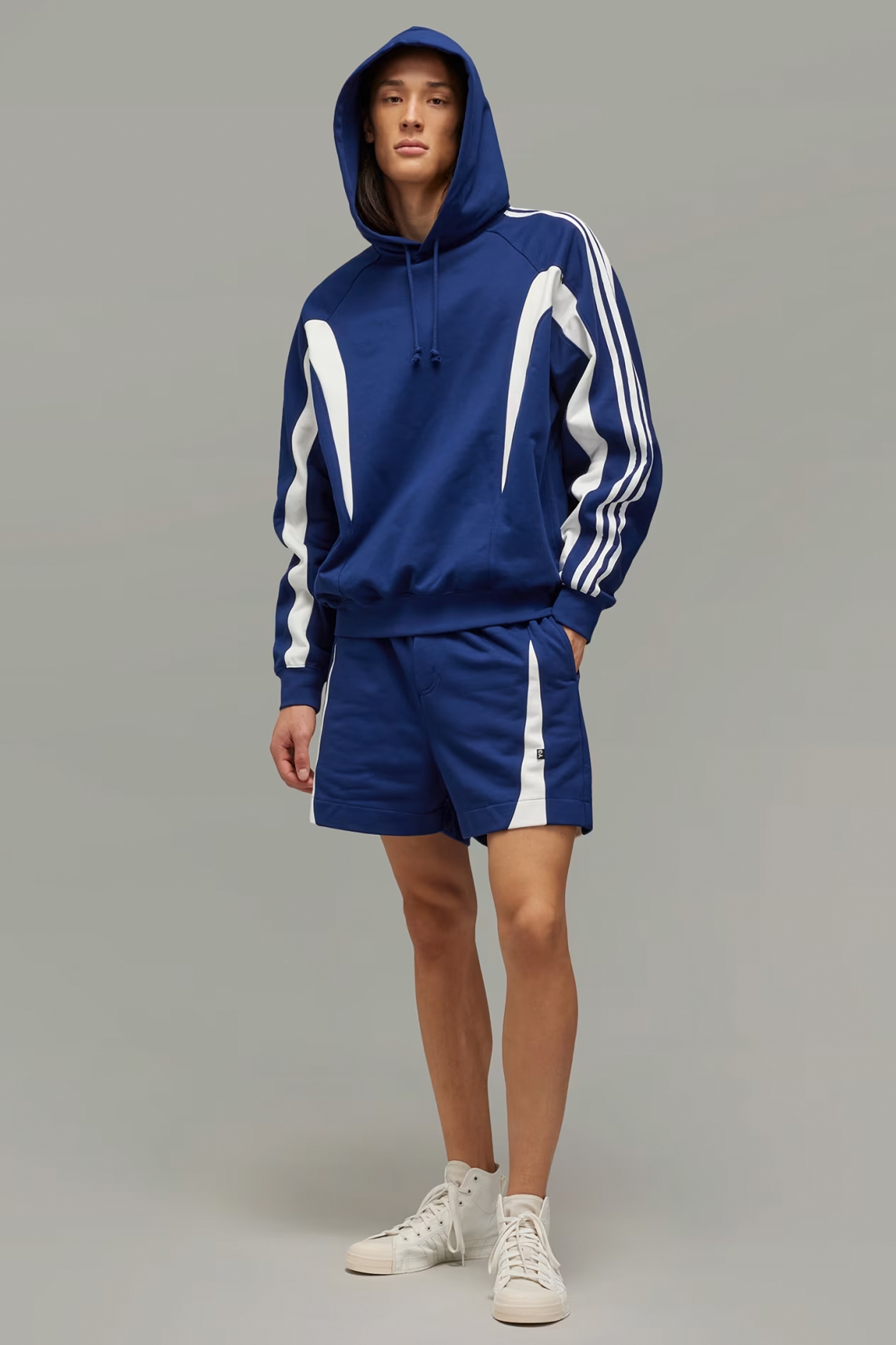 Y-3 Cotton Blend French Terry Cutline Shorts