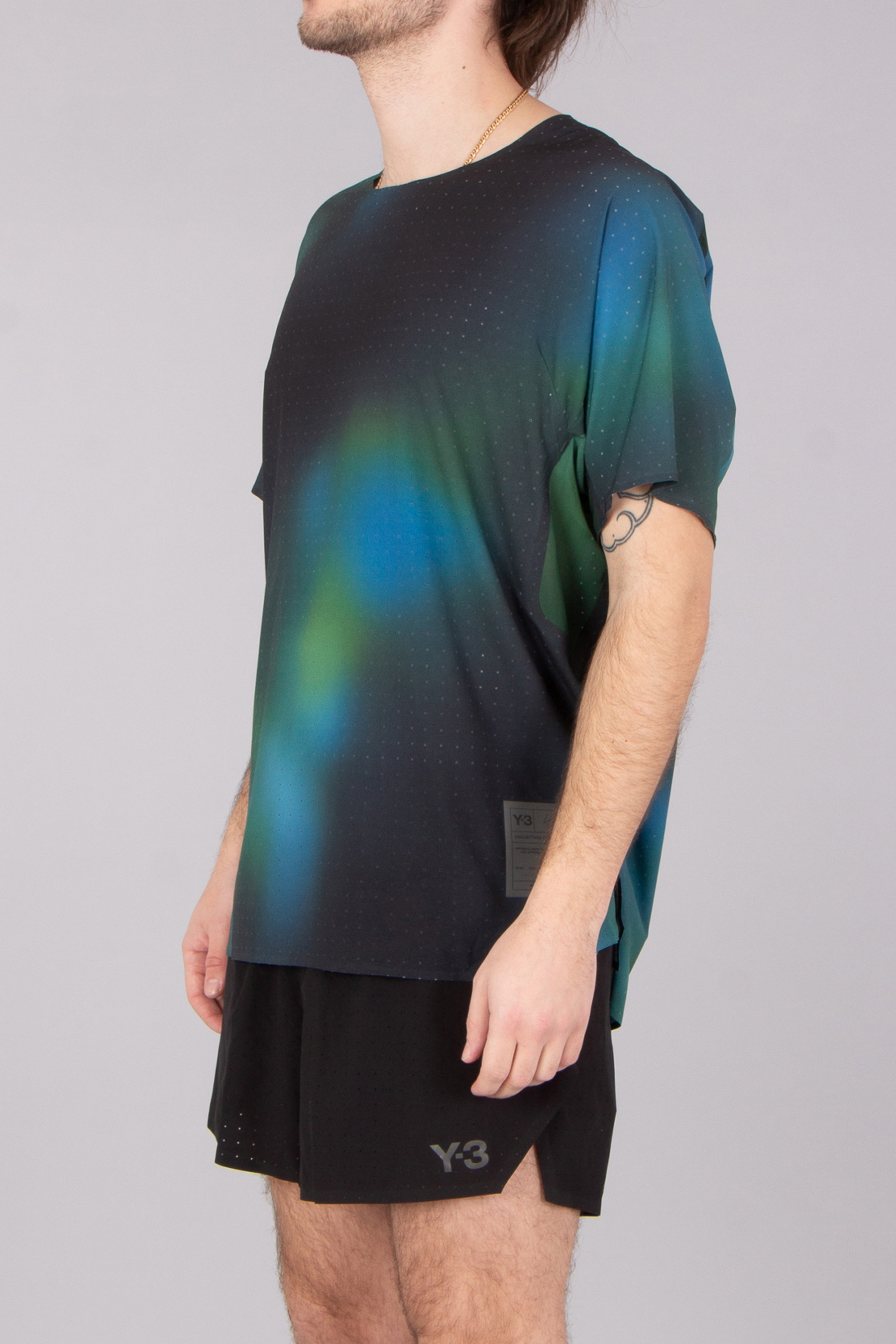 Y-3 Allover Print Recycled Polyester Stretch Running T-Shirt