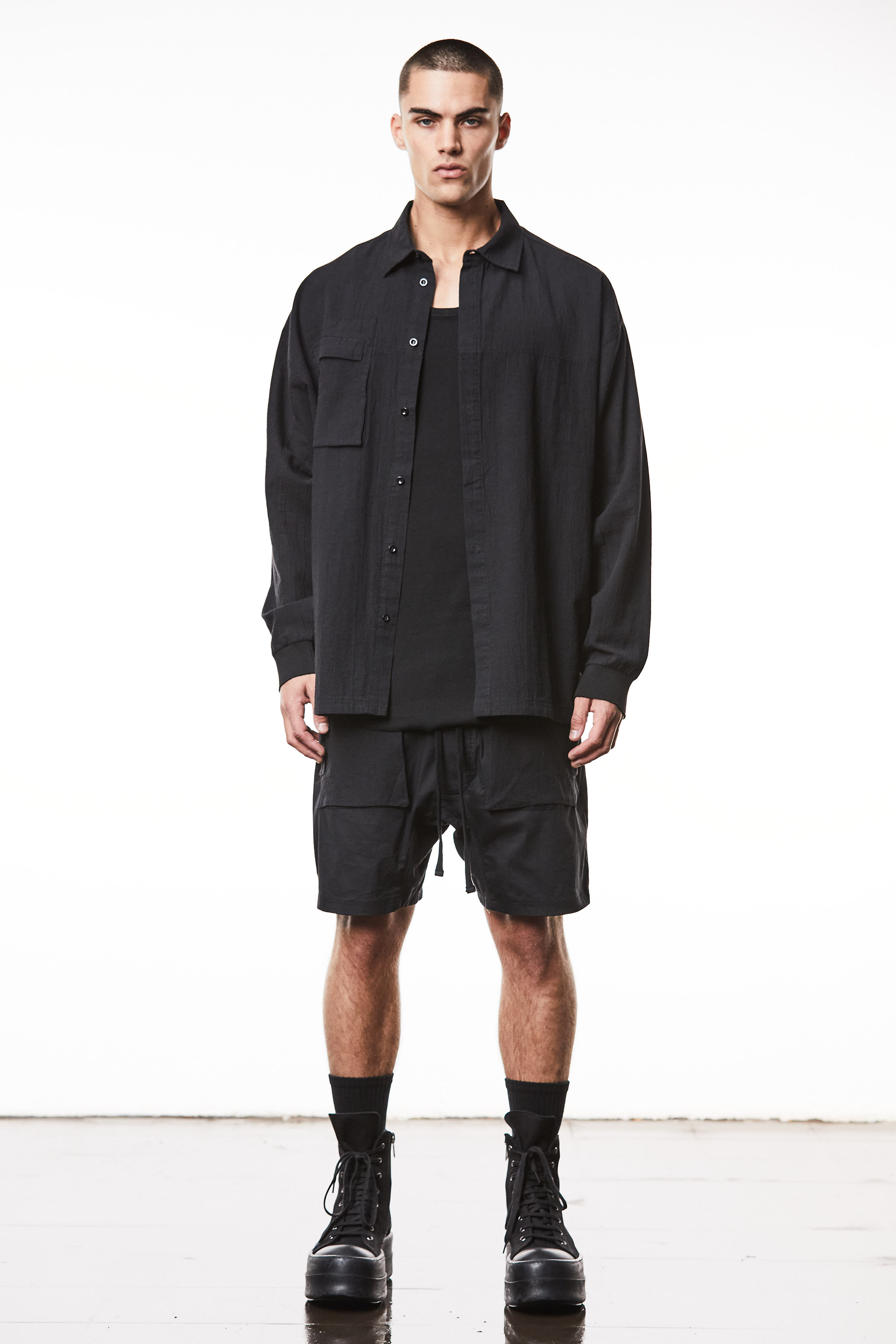 THOM KROM Oversized Fit Washed Linen-Cotton Blend Shirt