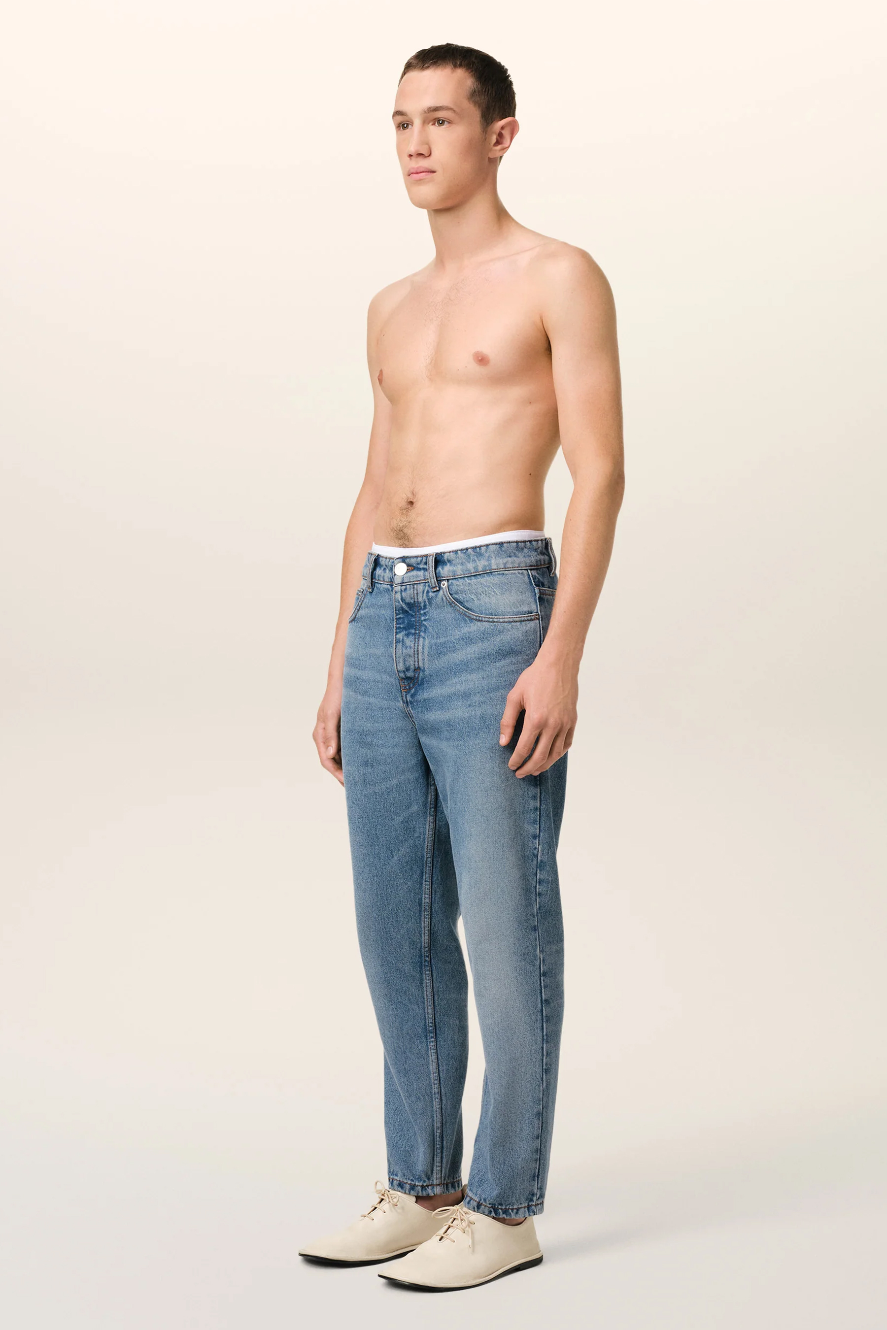 AMI PARIS Tapered Fit Cotton Denim Jeans