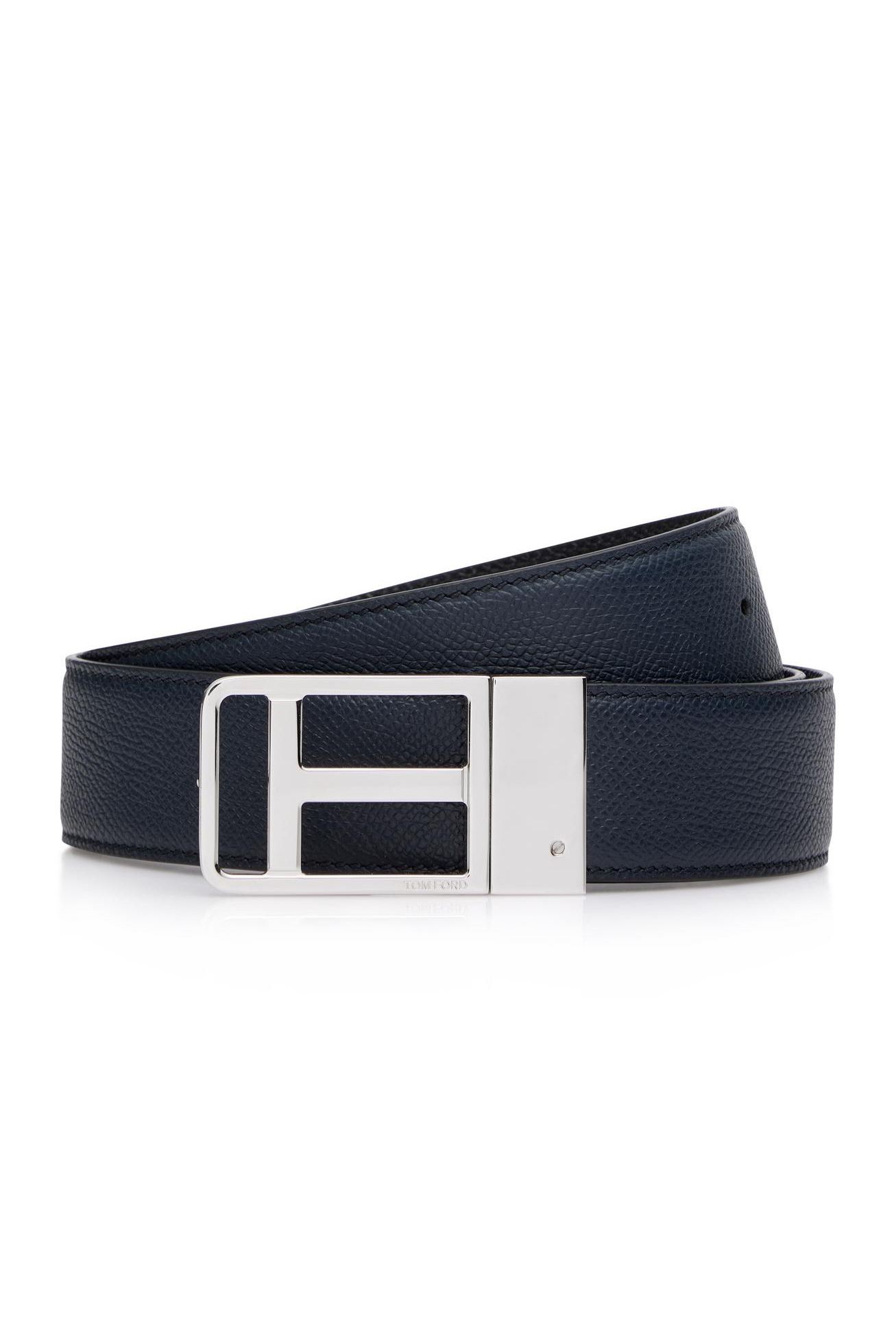 TOM FORD Reversible Grained Leather Framed Logo Belt