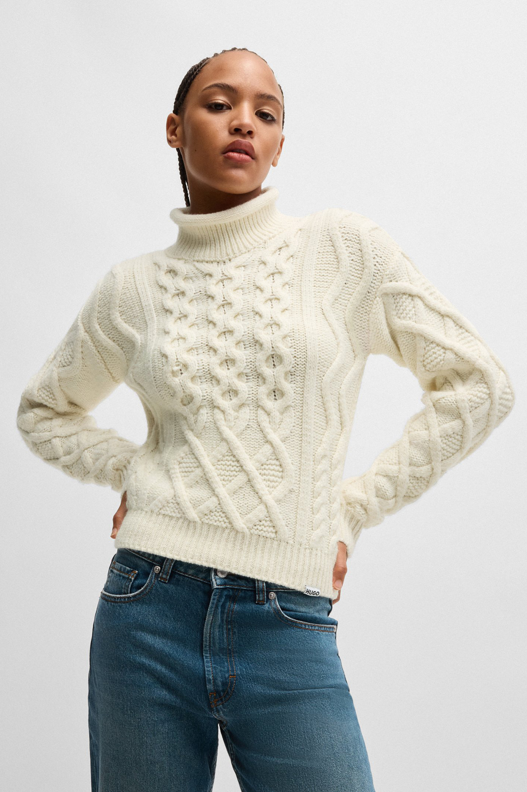 HUGO Cable Knit Alpaca-Wool Blend Sweater Savenia