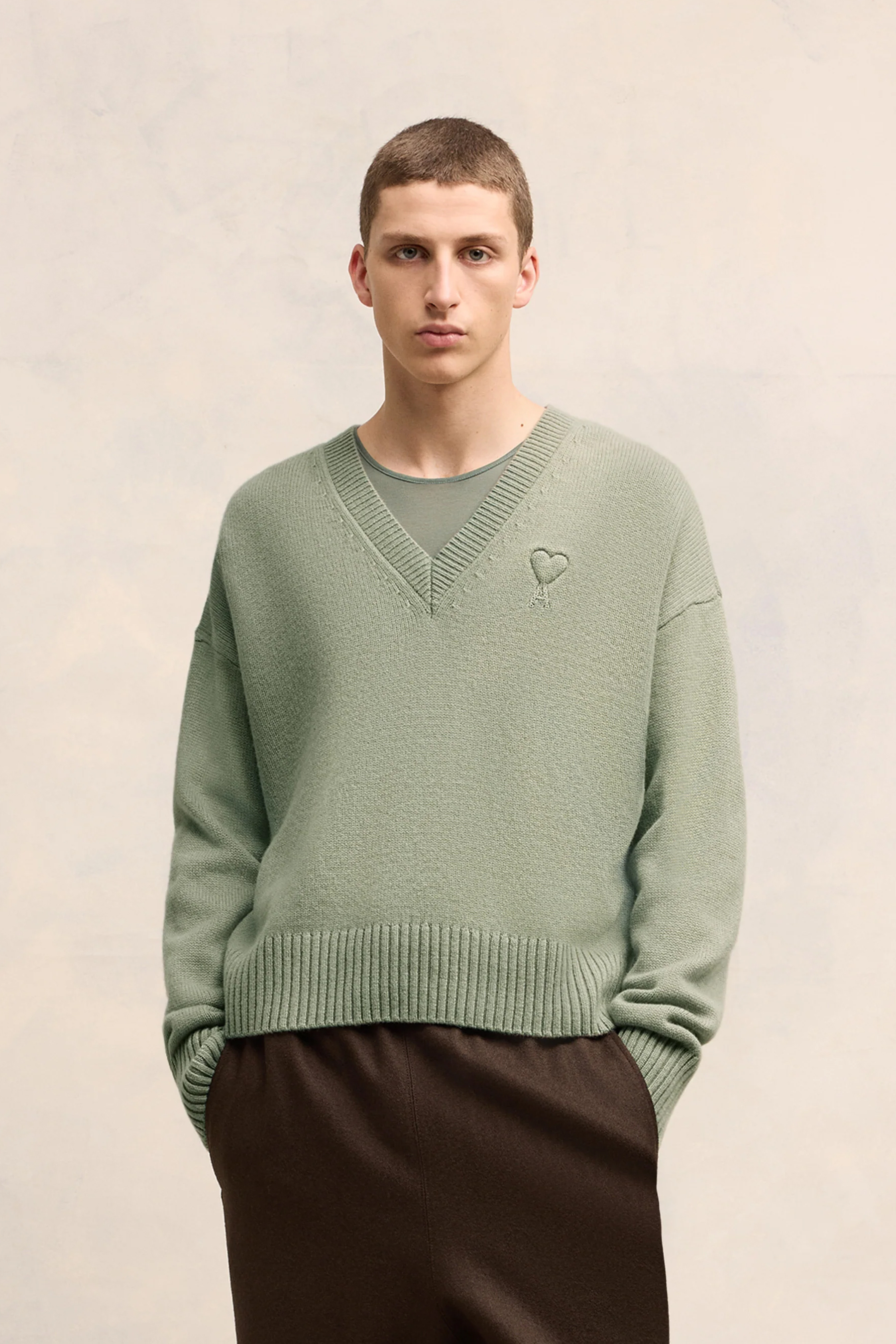 AMI PARIS Wool-Cashmere Blend Sweater