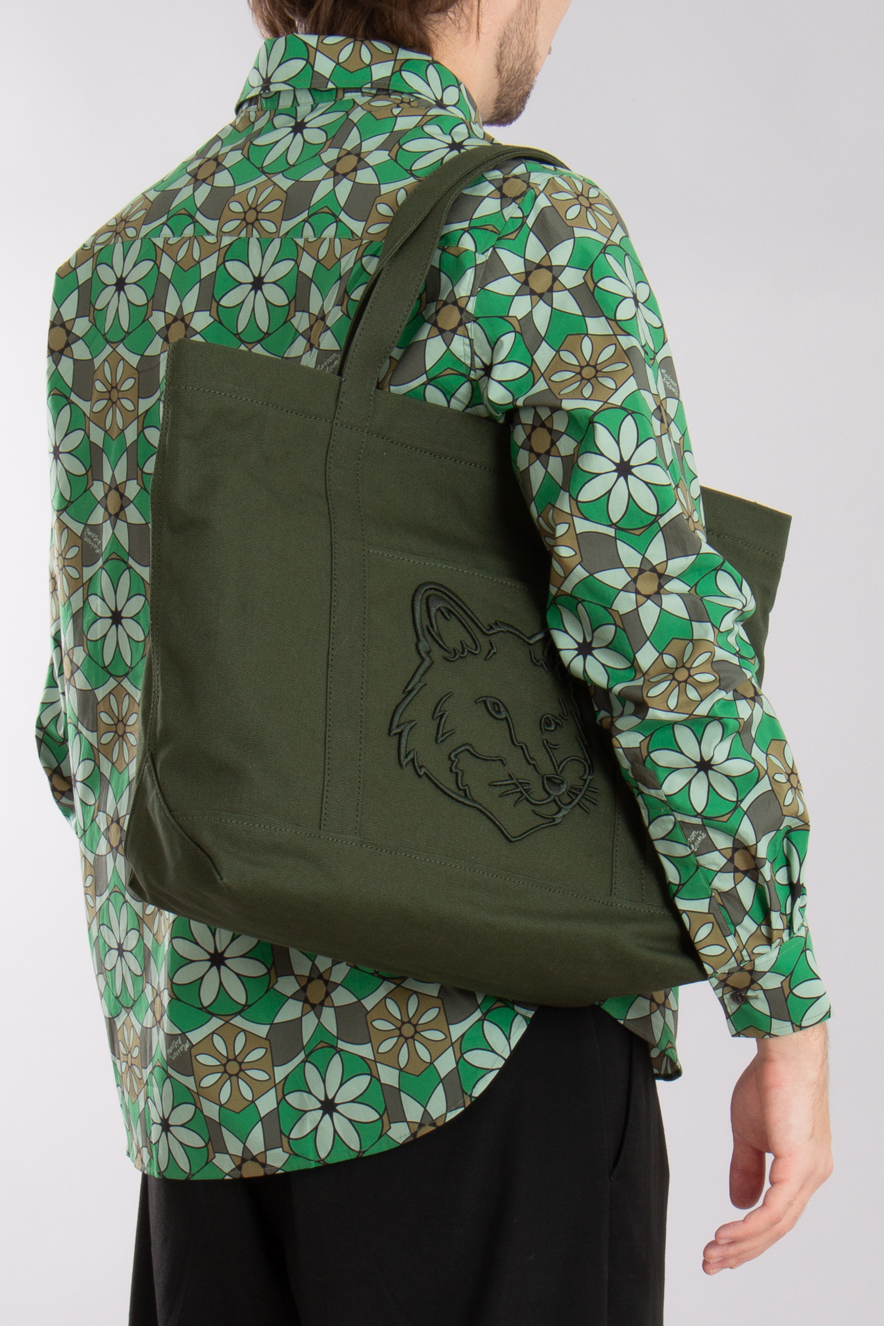 MAISON KITSUNÉ Large Fox Head Coated Canvas Tote Bag