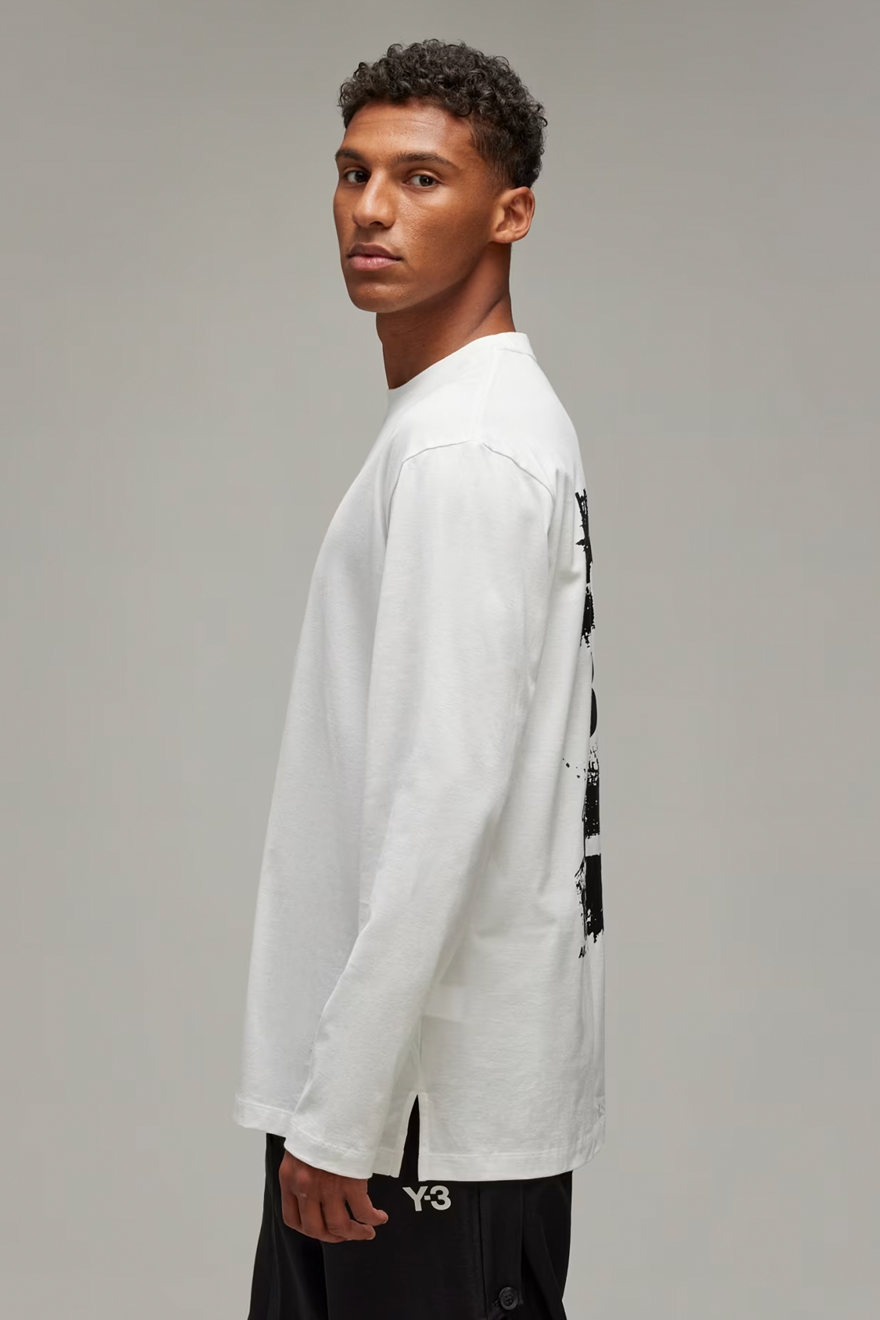 Y-3 U Graphic Print Cotton Jersey Long Sleeve T-Shirt