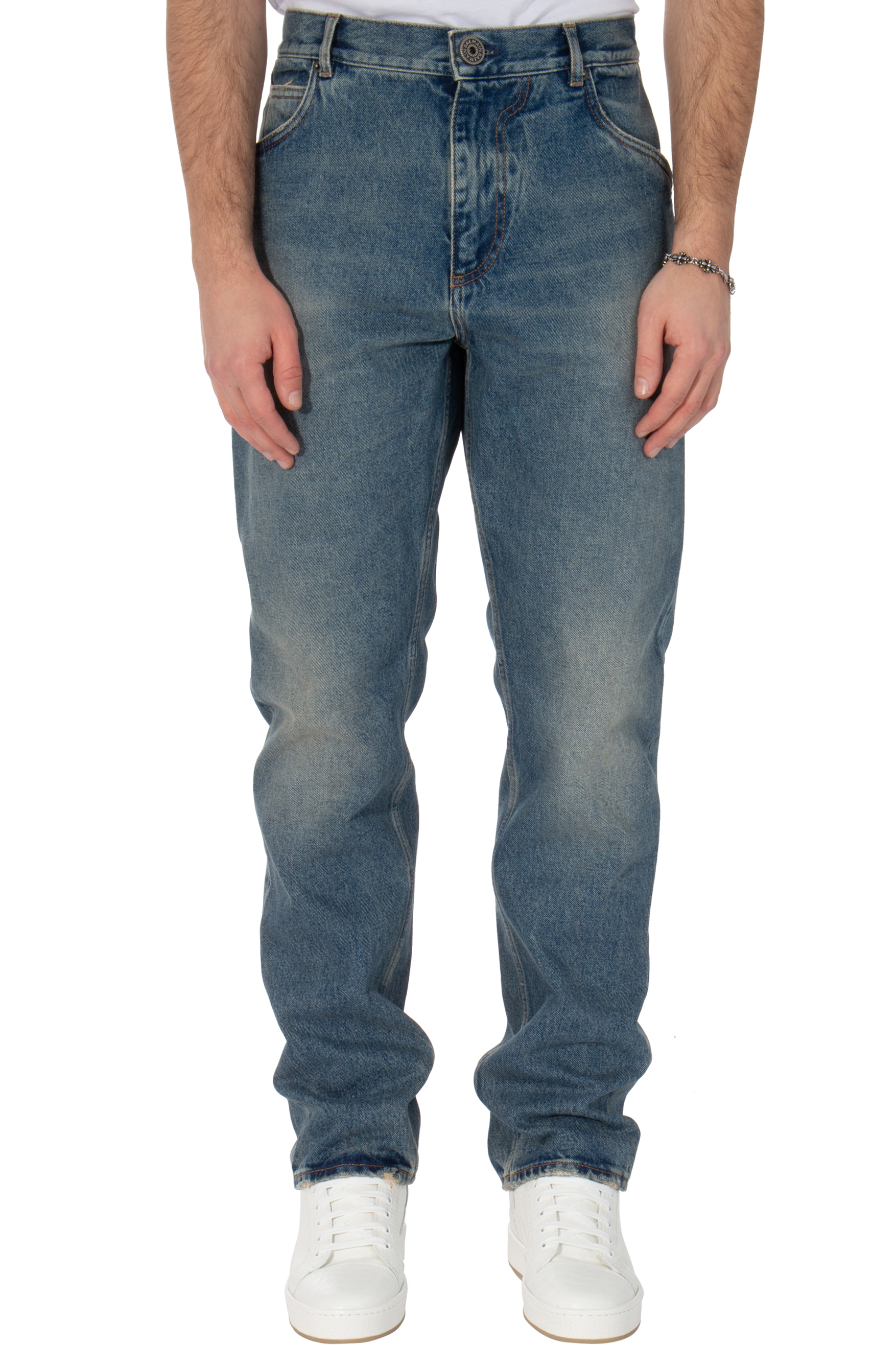 BALMAIN Vintage Wash Cotton Jeans