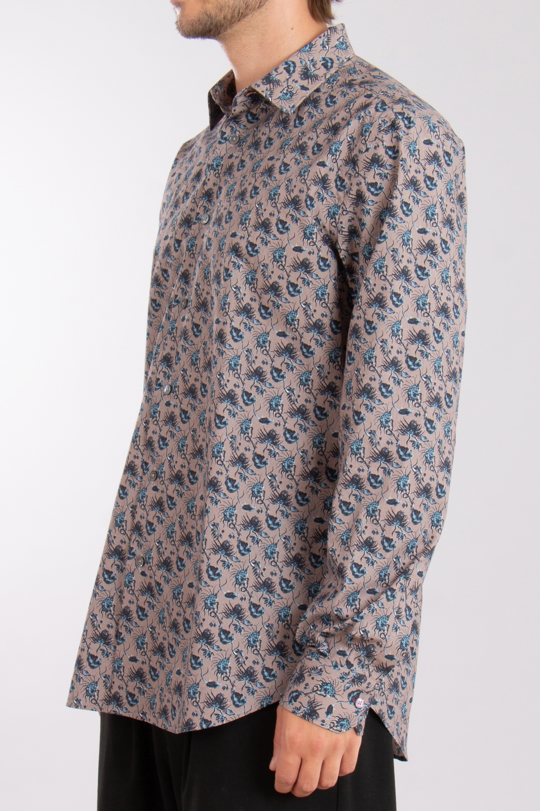 PAUL SMITH Tailored Fit Flower Print Organic Cotton Shirt