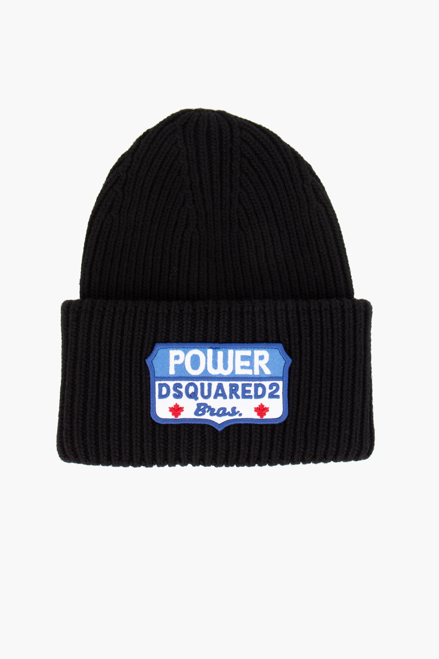 DSQUARED2 Patch Ribbed Wool Beanie