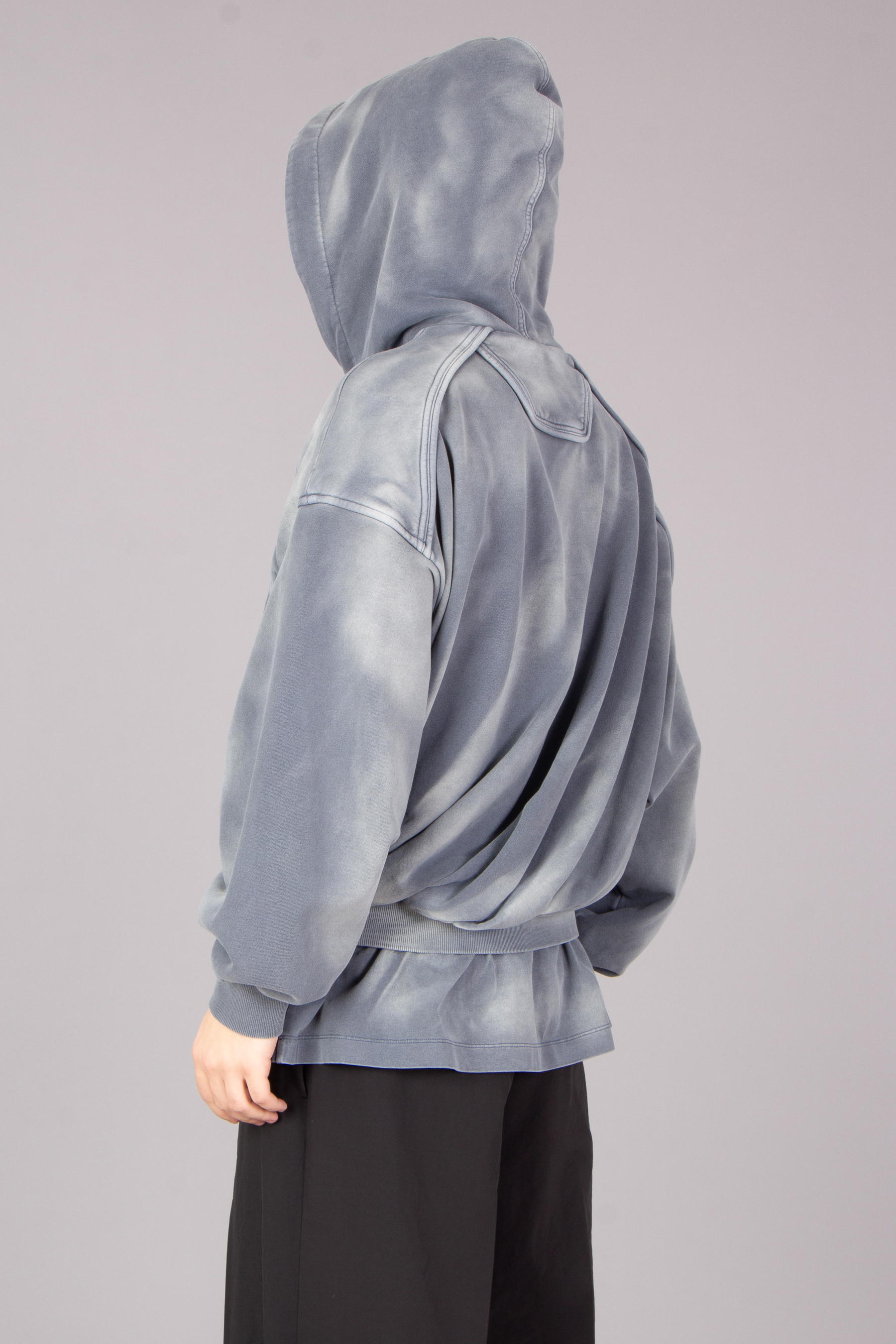 JUUN.J Oversized Layered Dyed Cotton Hoodie