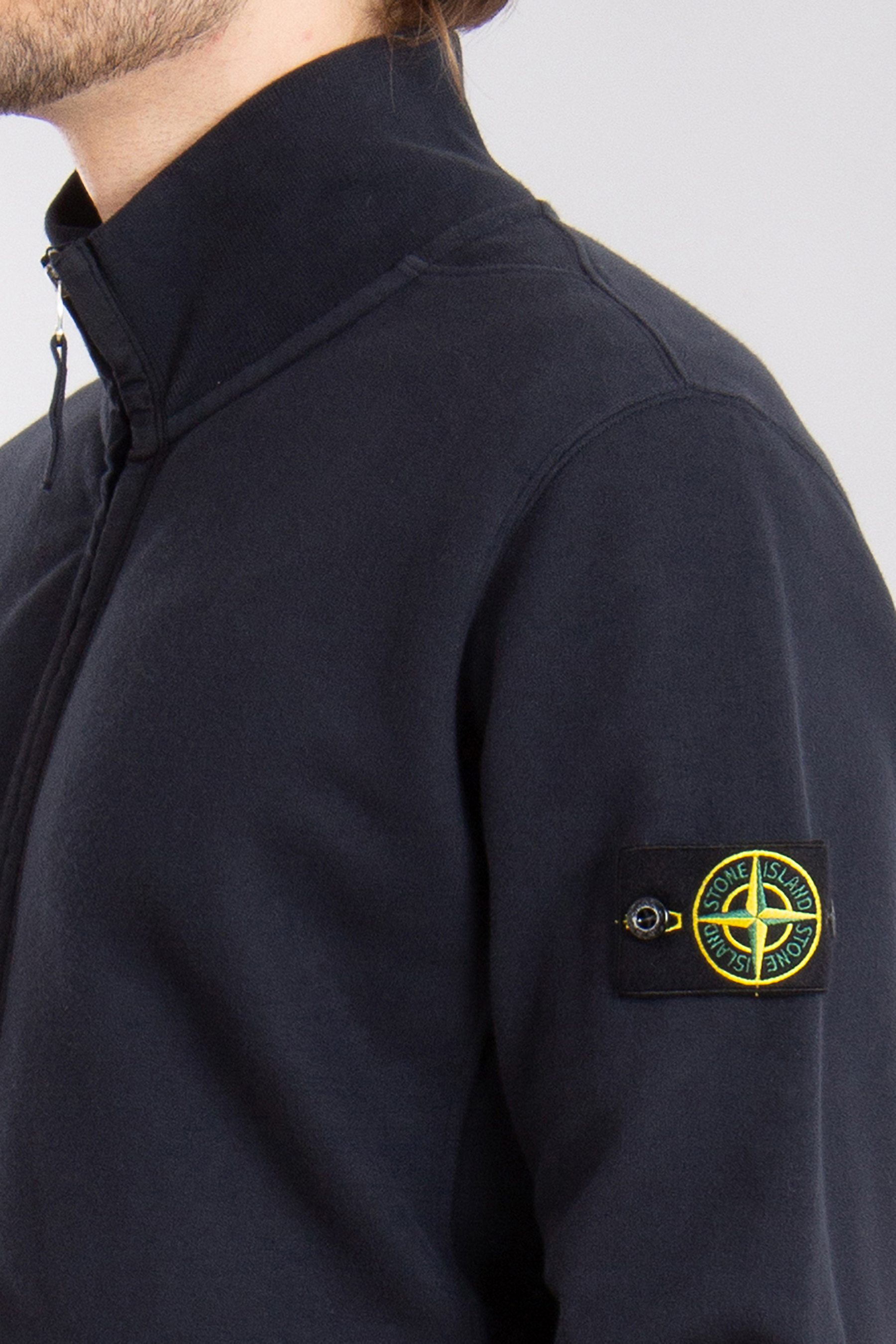 STONE ISLAND Organic Cotton Fleece Full Zip Sweatshirt