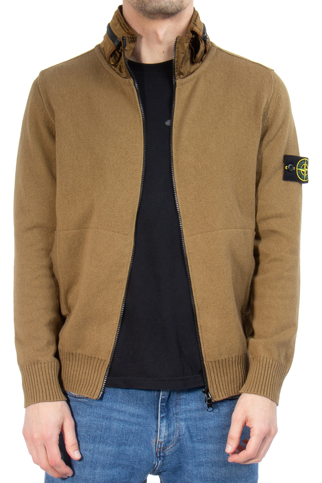 STONE ISLAND Cotton Knit Jacket with Hidden Hood