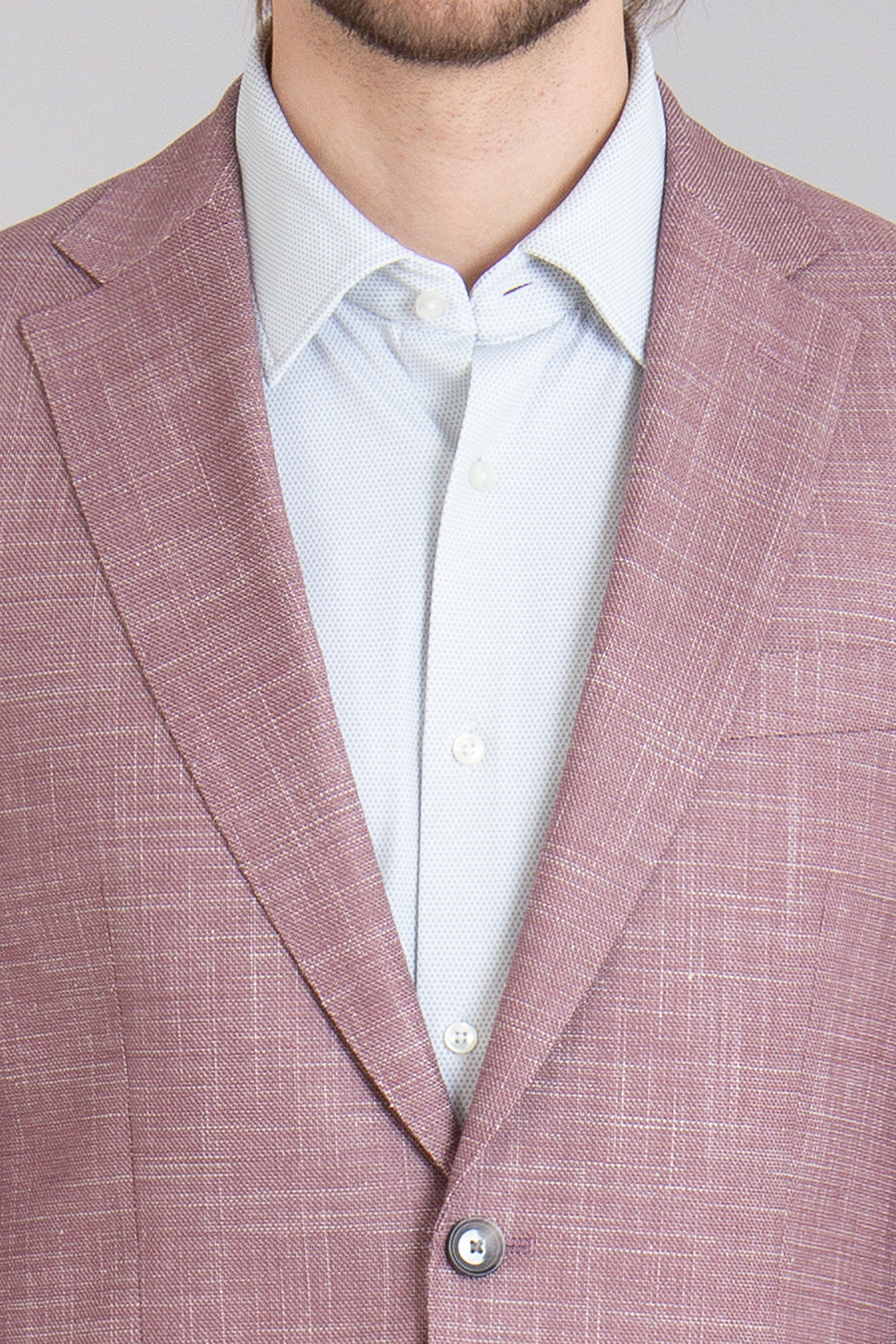 BOSS Slim Fit Patterned Virgin Wool-Cotton-Linen Stretch Jacket H-Hutson 