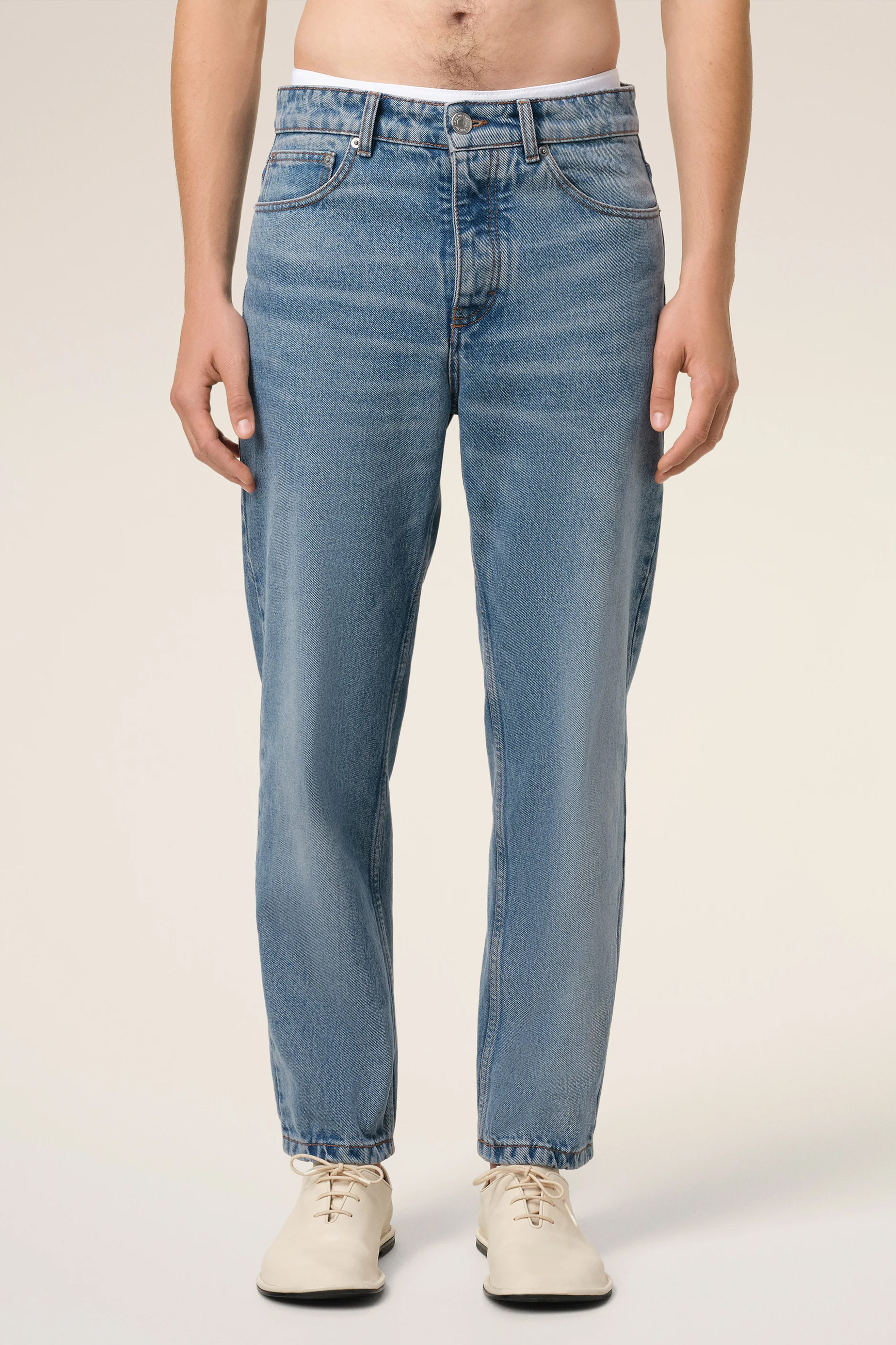 AMI PARIS Tapered Fit Cotton Denim Jeans