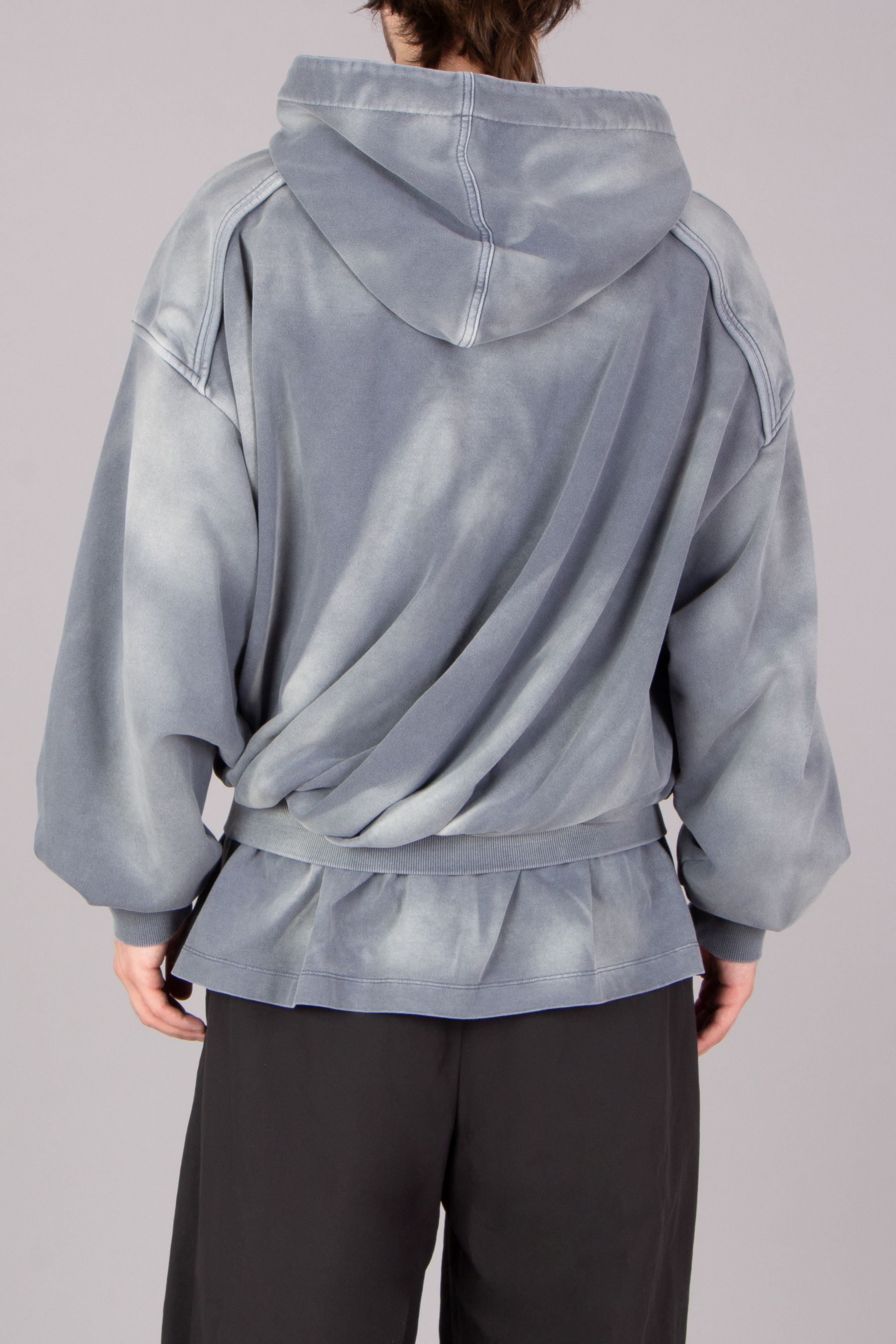 JUUN.J Oversized Layered Dyed Cotton Hoodie