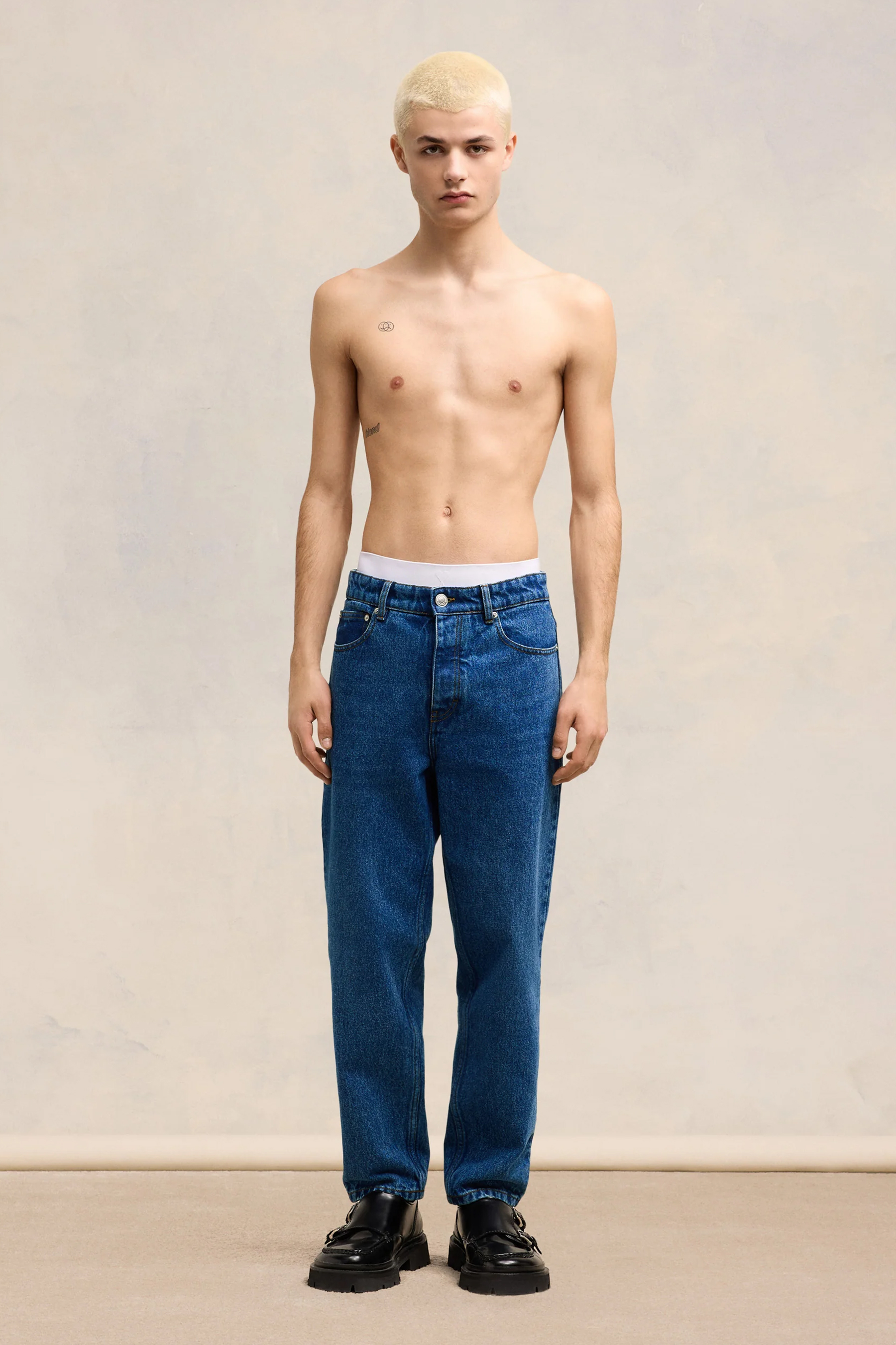 AMI PARIS Tapered Fit Cotton Denim Jeans