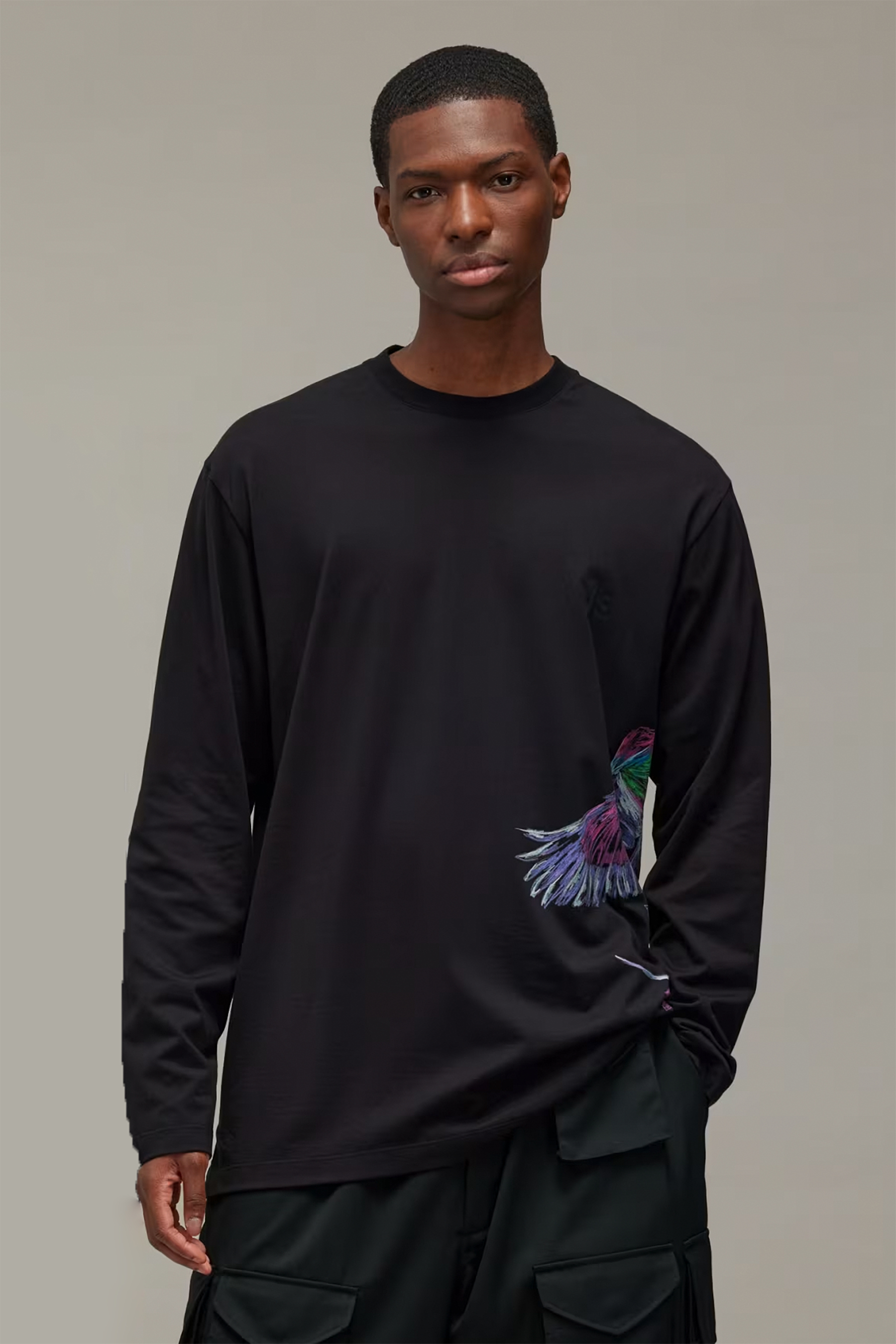 Y-3 Graphic Print Cotton Long Sleeve T-Shirt