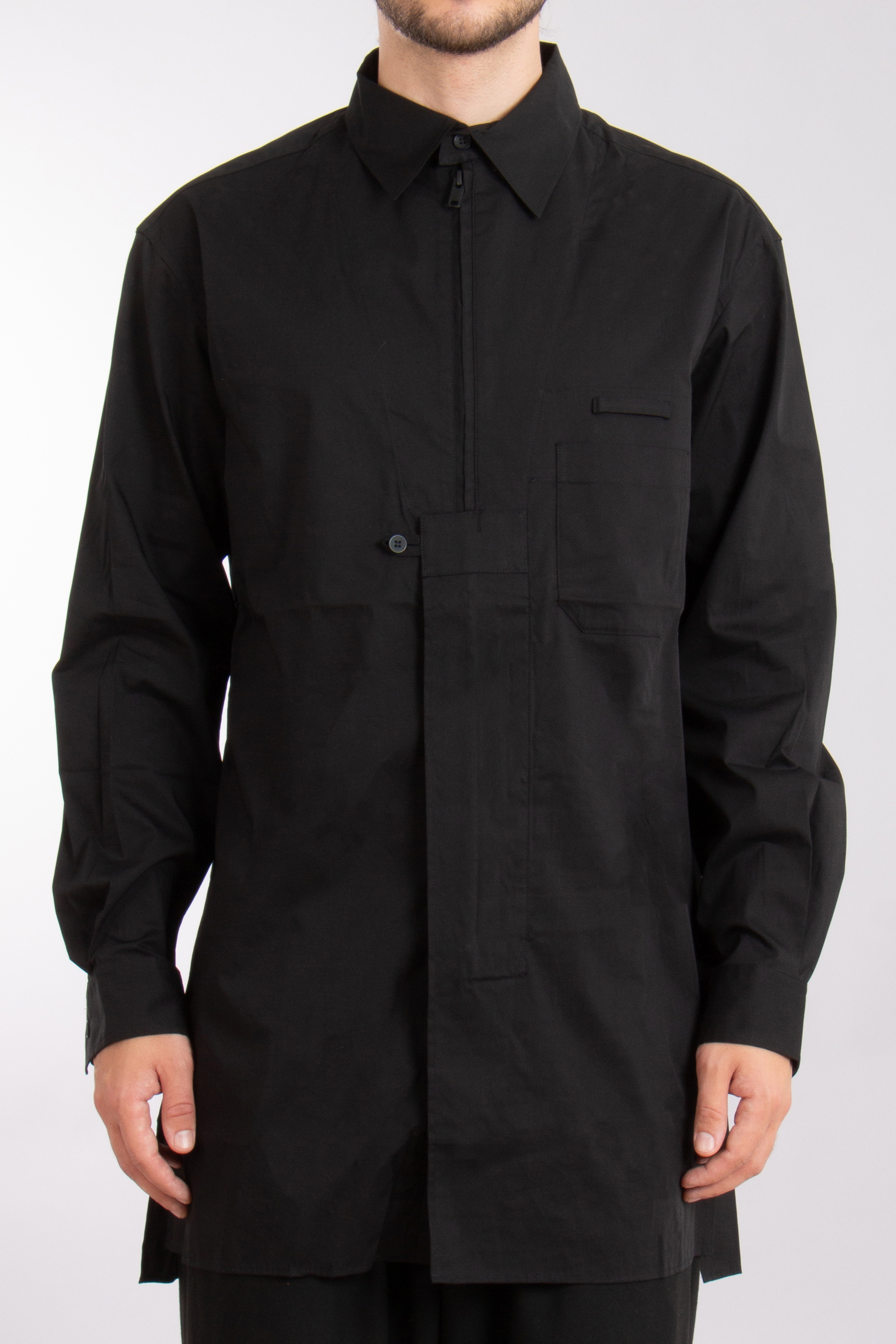 Y-3 Oversized Cotton Blend Stretch Overshirt