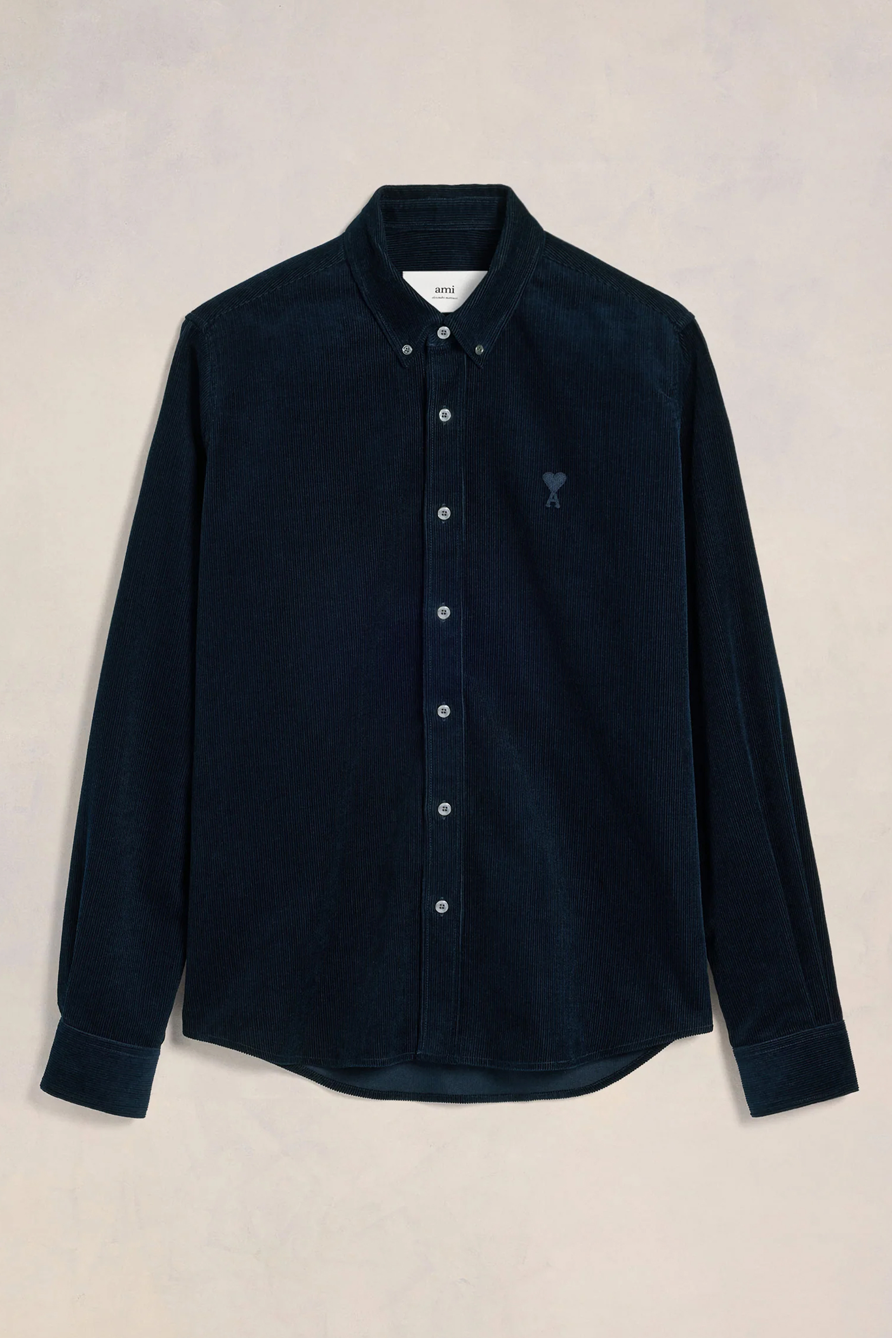 AMI PARIS Embroidered Cotton Corduroy Shirt