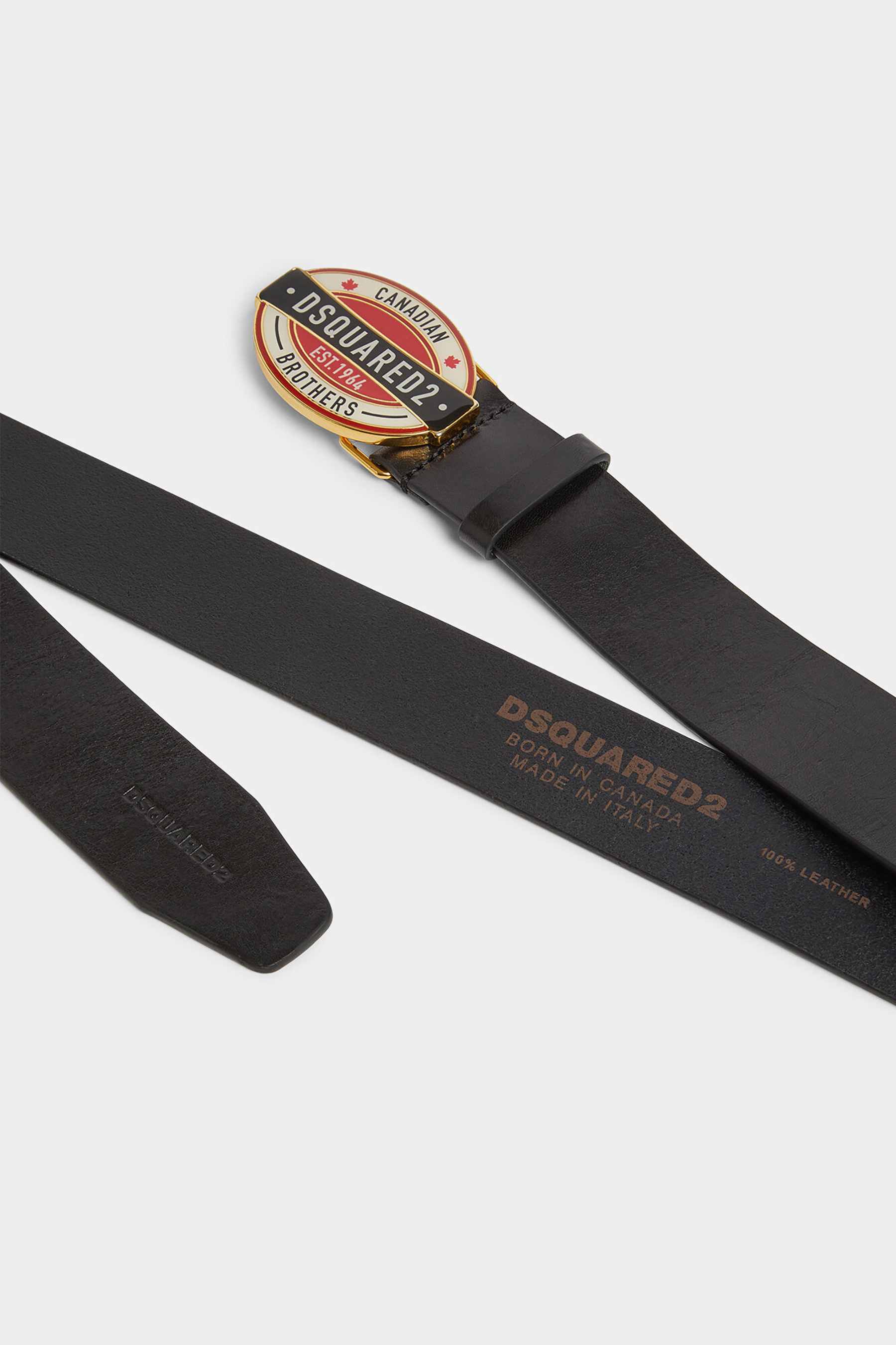 DSQUARED2 Canadian Brothers Plaque Leather Belt