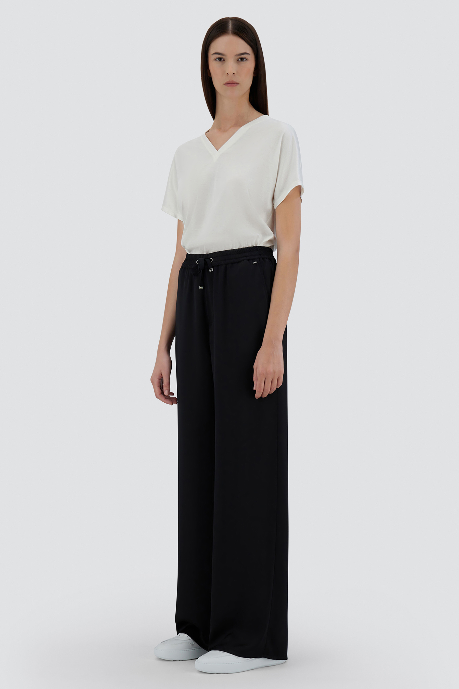 HERNO Wide Leg Satin Pants