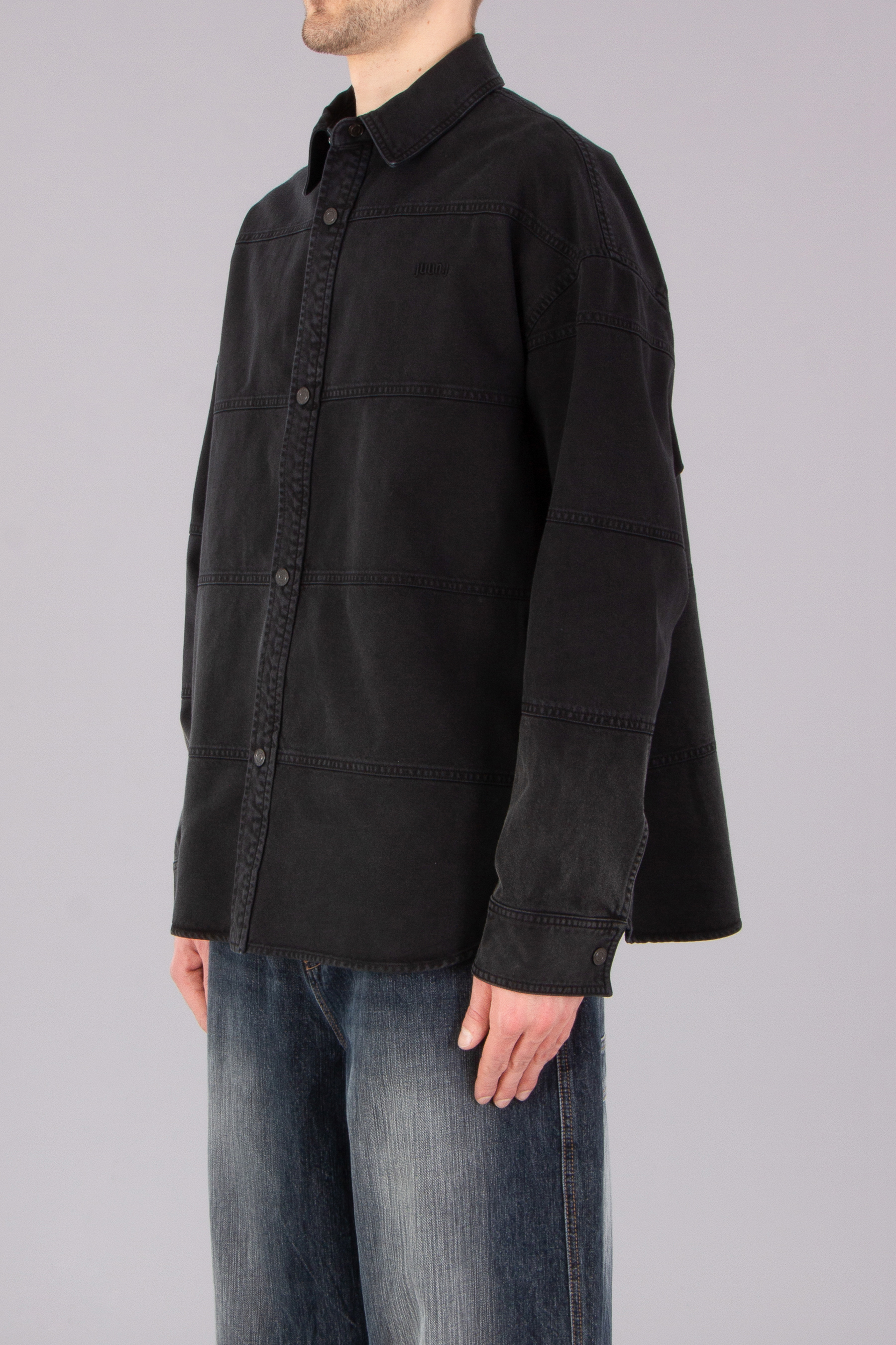 JUUN.J Loose Fit Horizontal Stitched Cotton Denim Overshirt