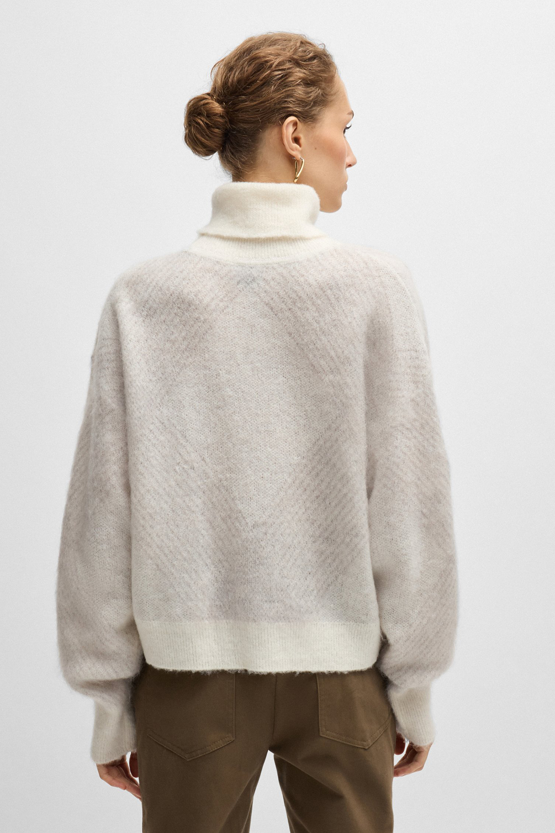 BOSS Patterned Mohair-Wool Blend Sweater Fewani