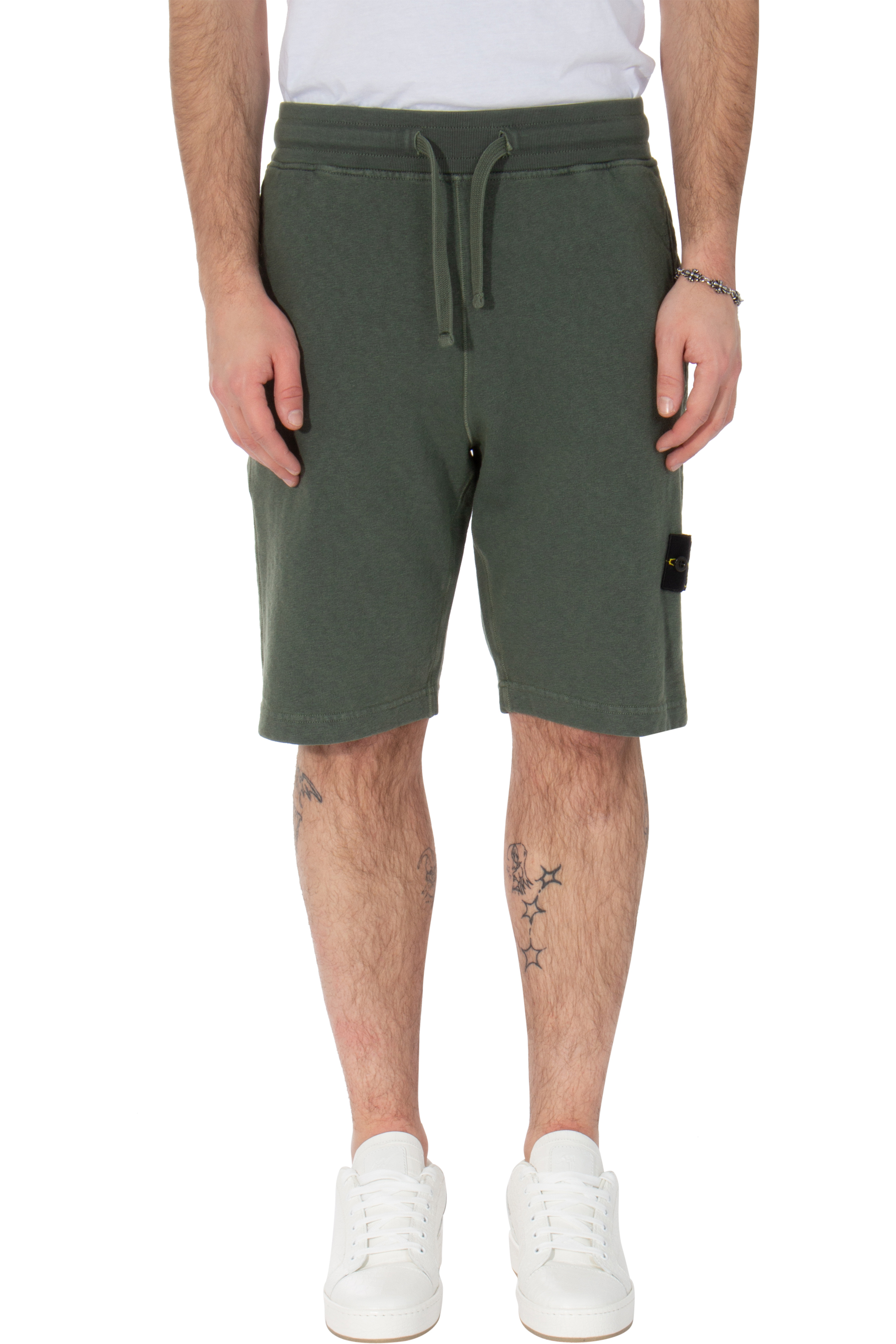 STONE ISLAND Old Effect Cotton Shorts