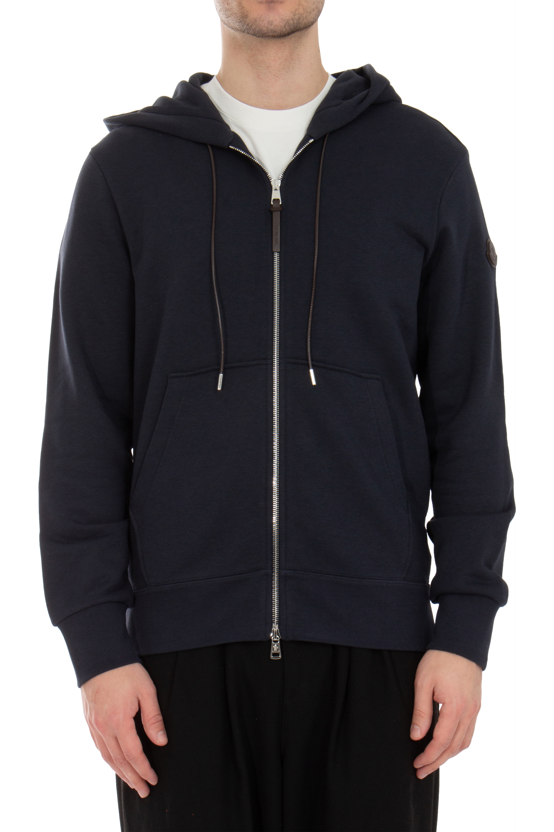 MONCLER Cotton Blend Fleece Zip Hoodie