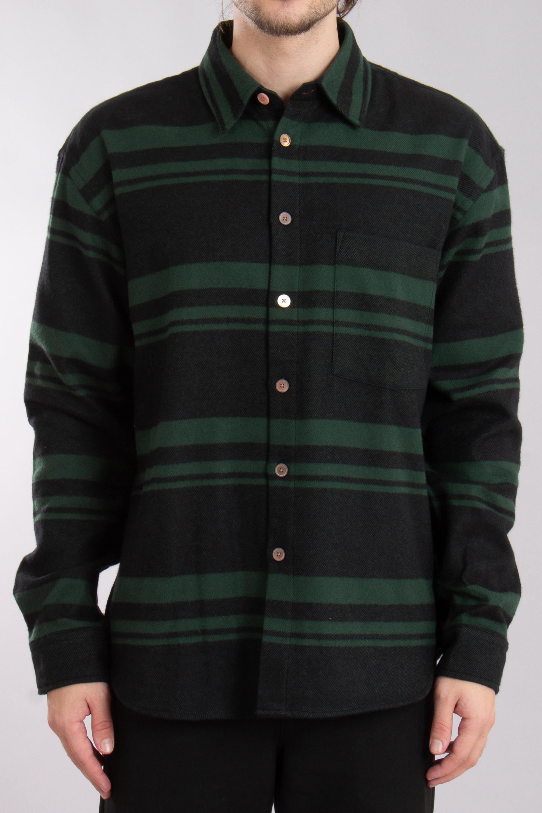 PAUL SMITH Relaxed Fit Striped Cotton Flannel Shirt