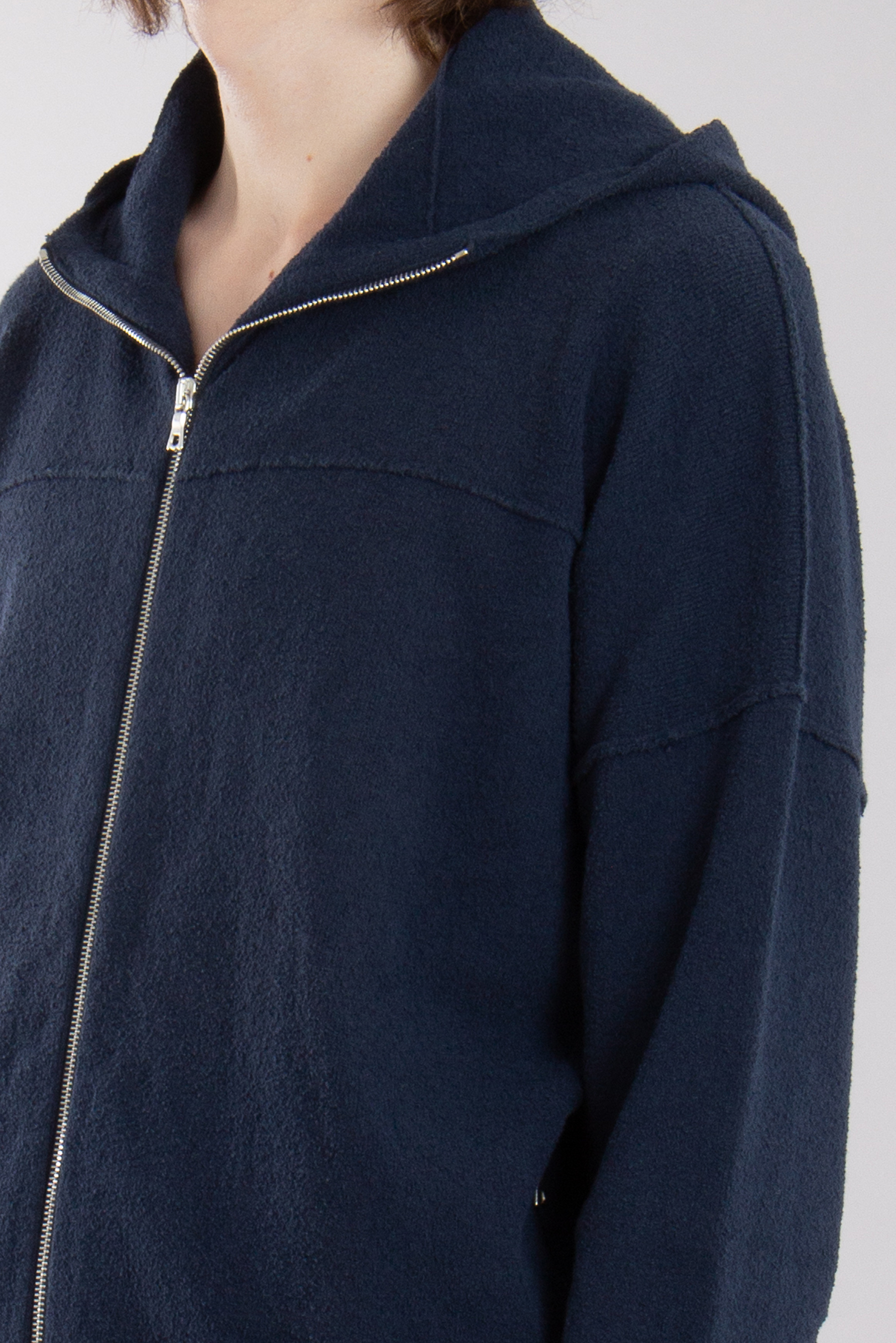 ROBERTO COLLINA Cotton Blend Blouclé Knit Zip Hoodie