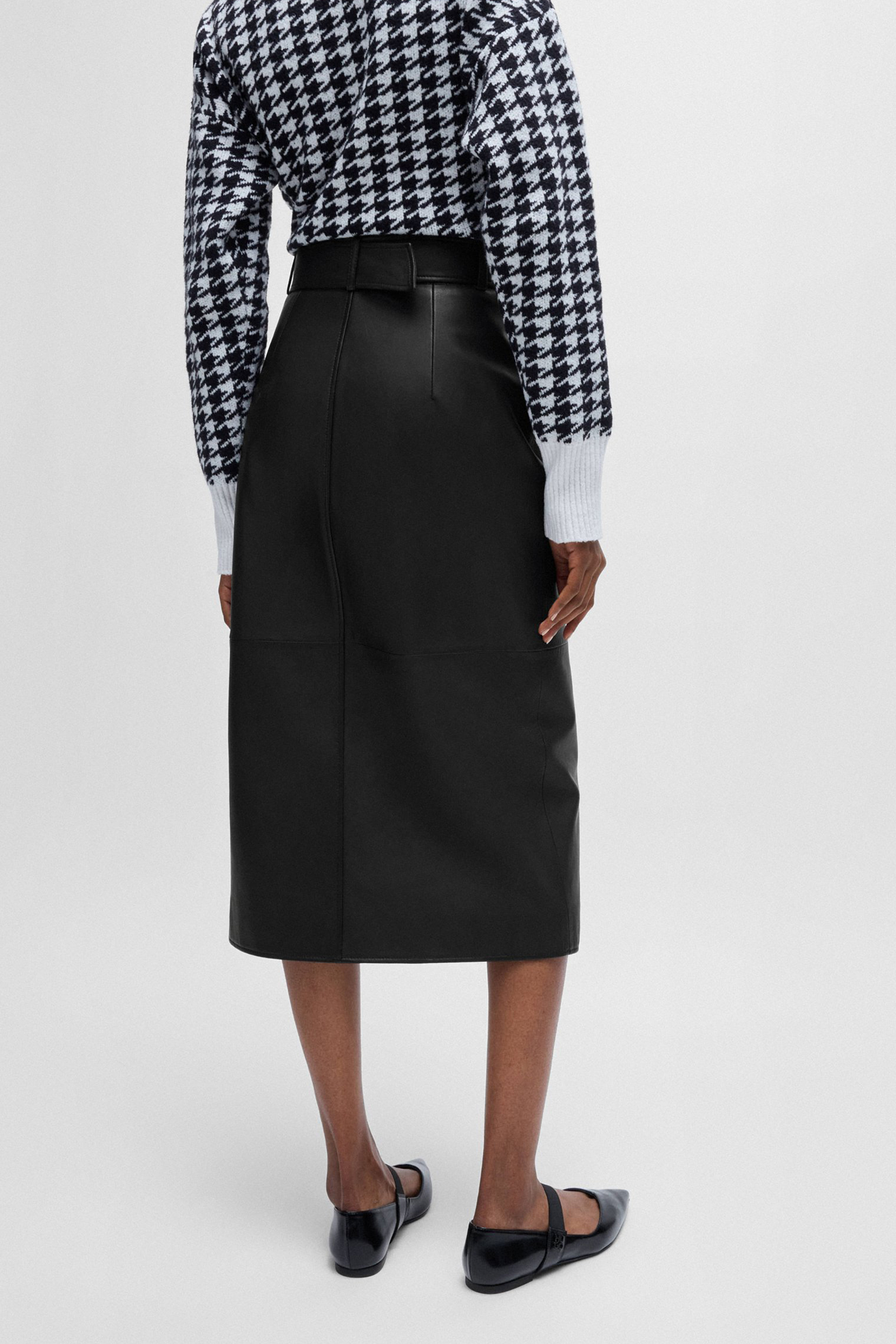 HUGO Leather Midi Skirt Leomila