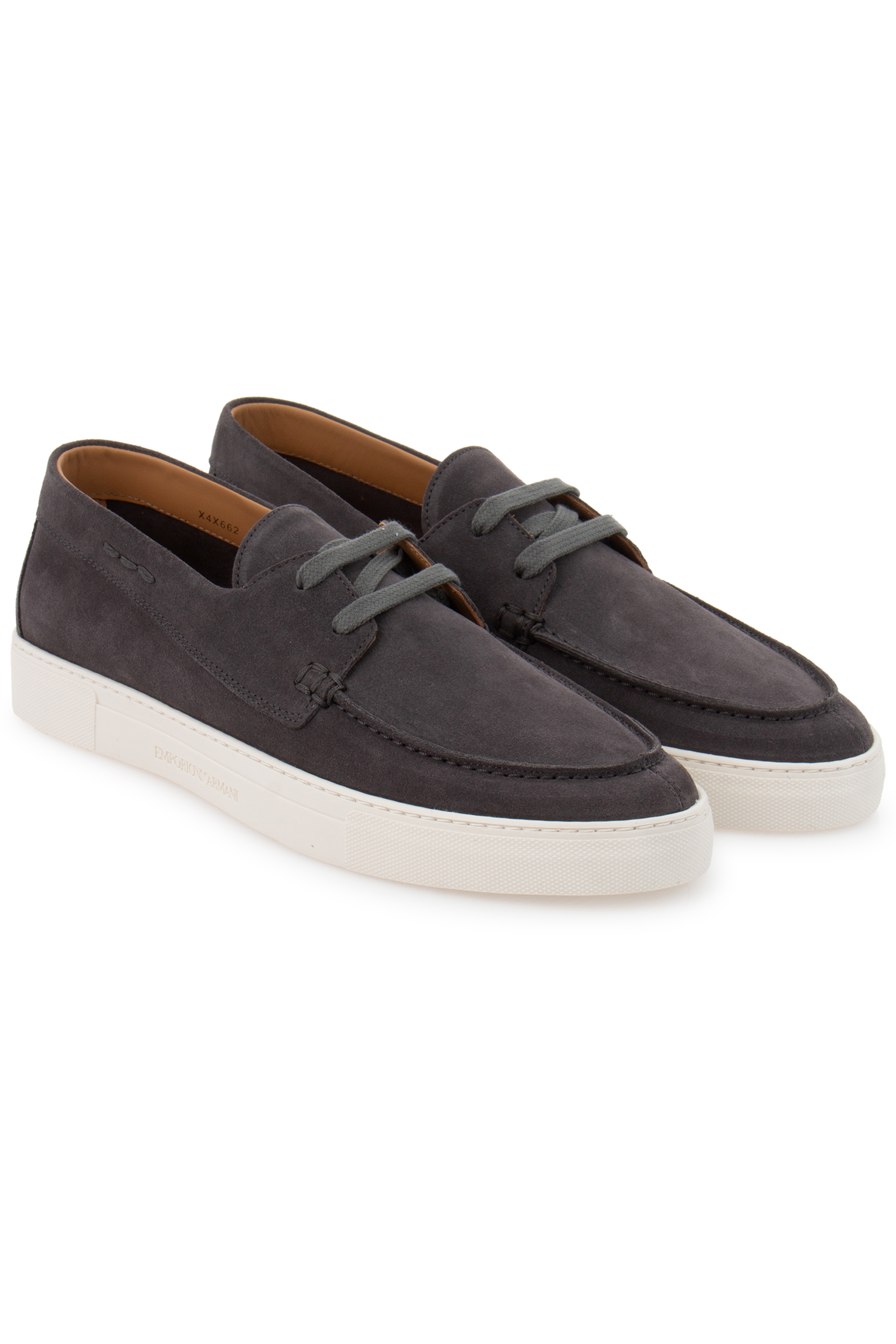 EMPORIO ARMANI Crust Leather Boat Shoes