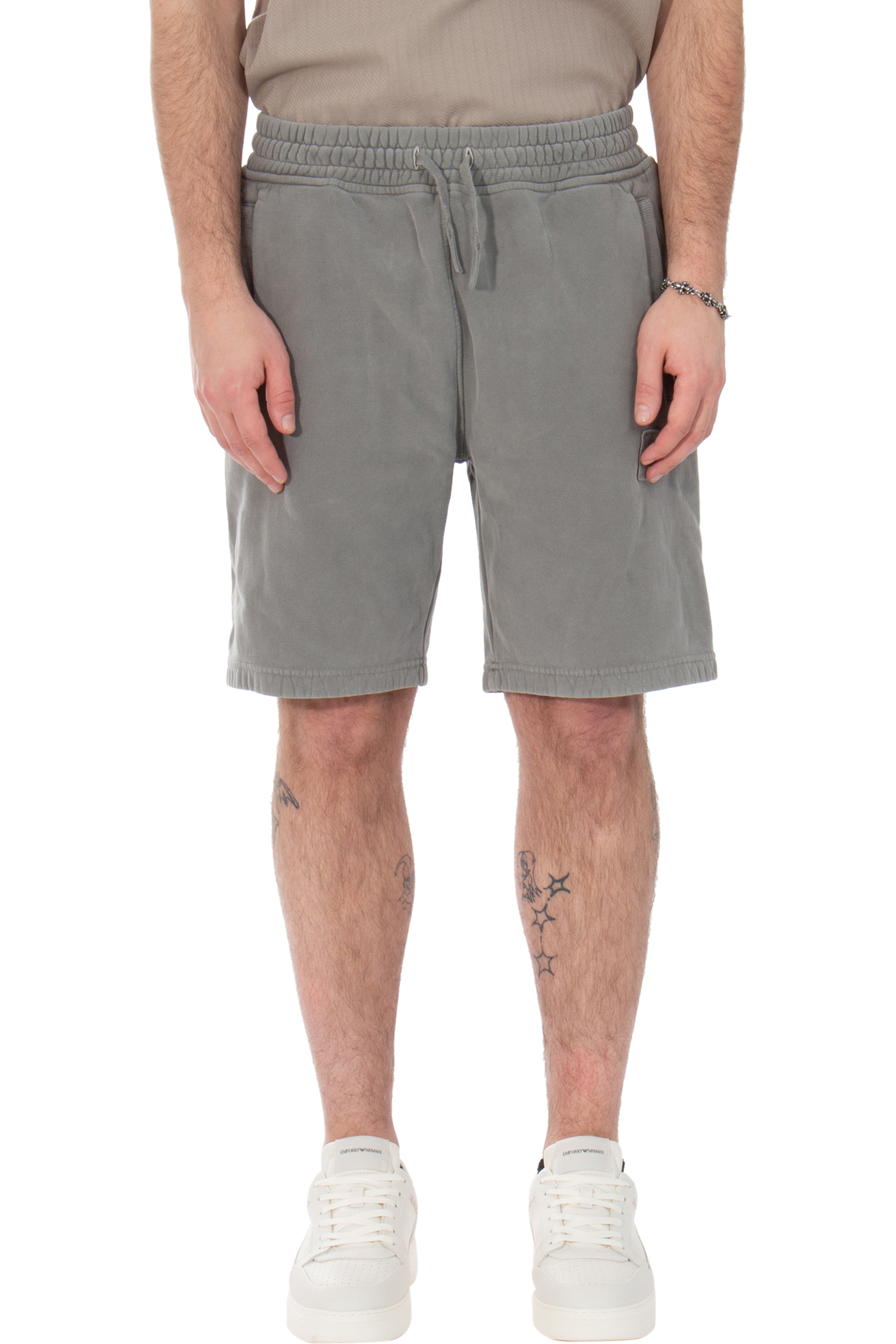 BELSTAFF Cotton Fleece Sweatshorts Mineral Outliner