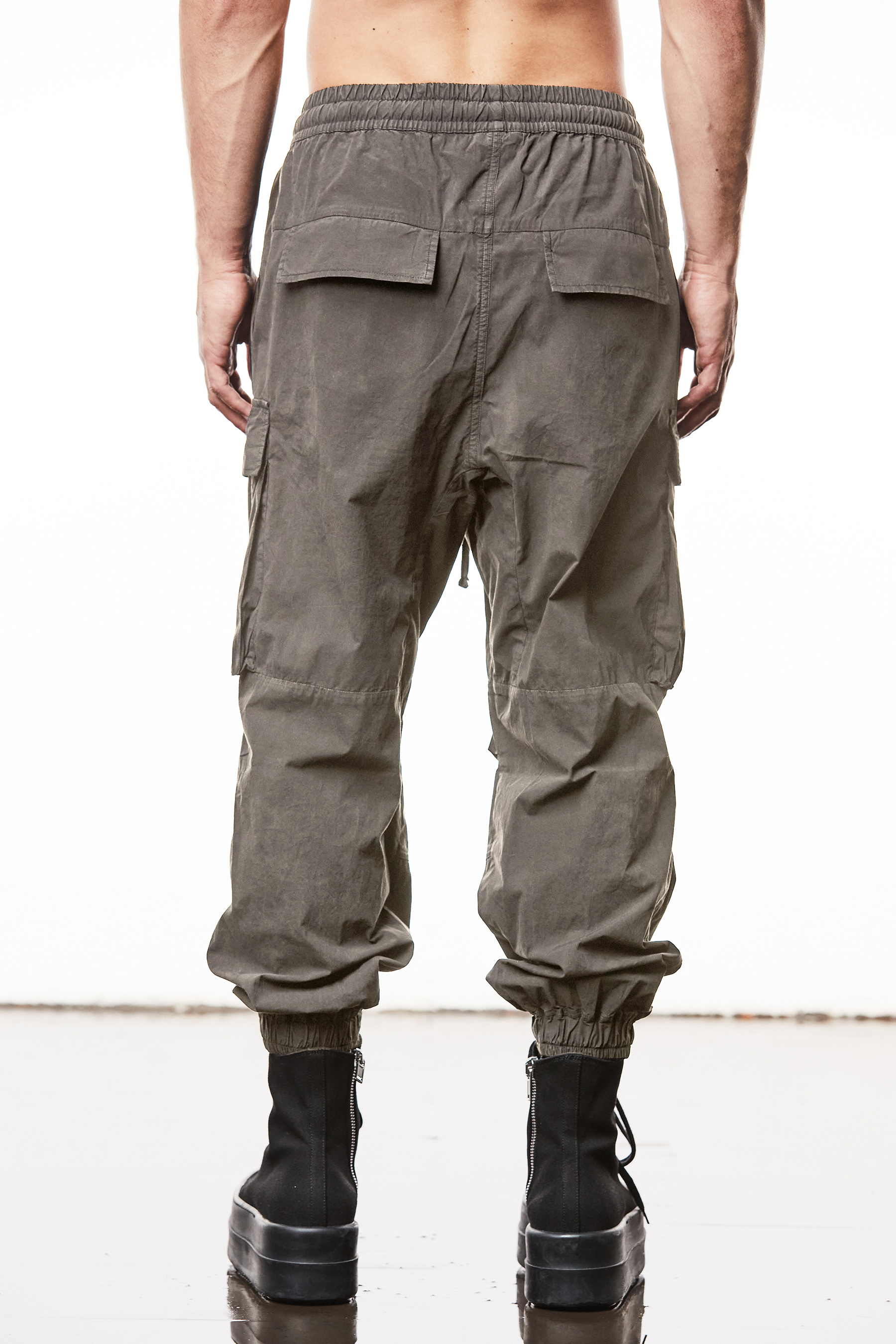 THOM KROM Wide Fit Washed Crashed Cotton Stretch Cargo Pants