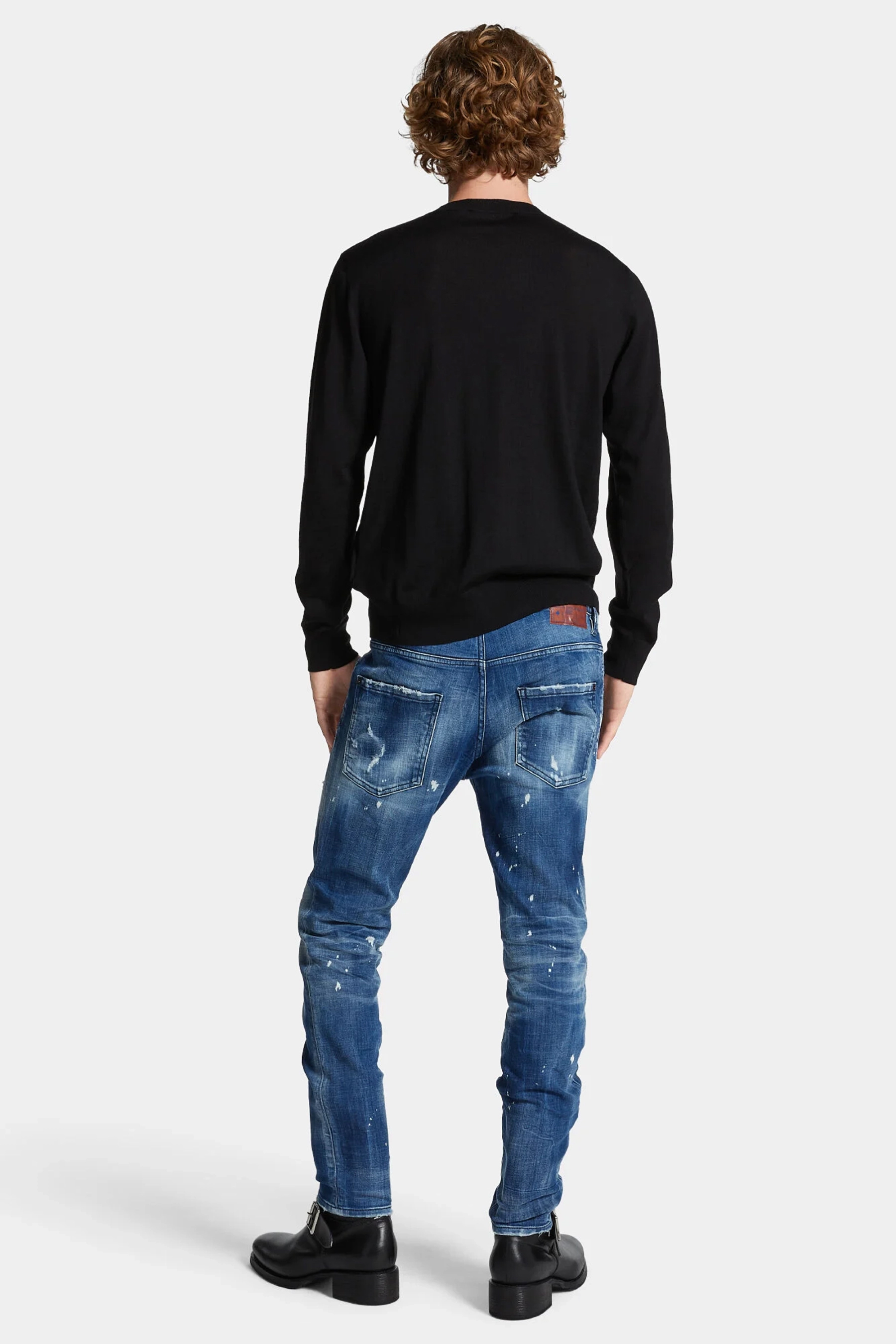 DSQUARED2 Medium Filo Blu Wash Cotton Stretch Denim Skater Jeans