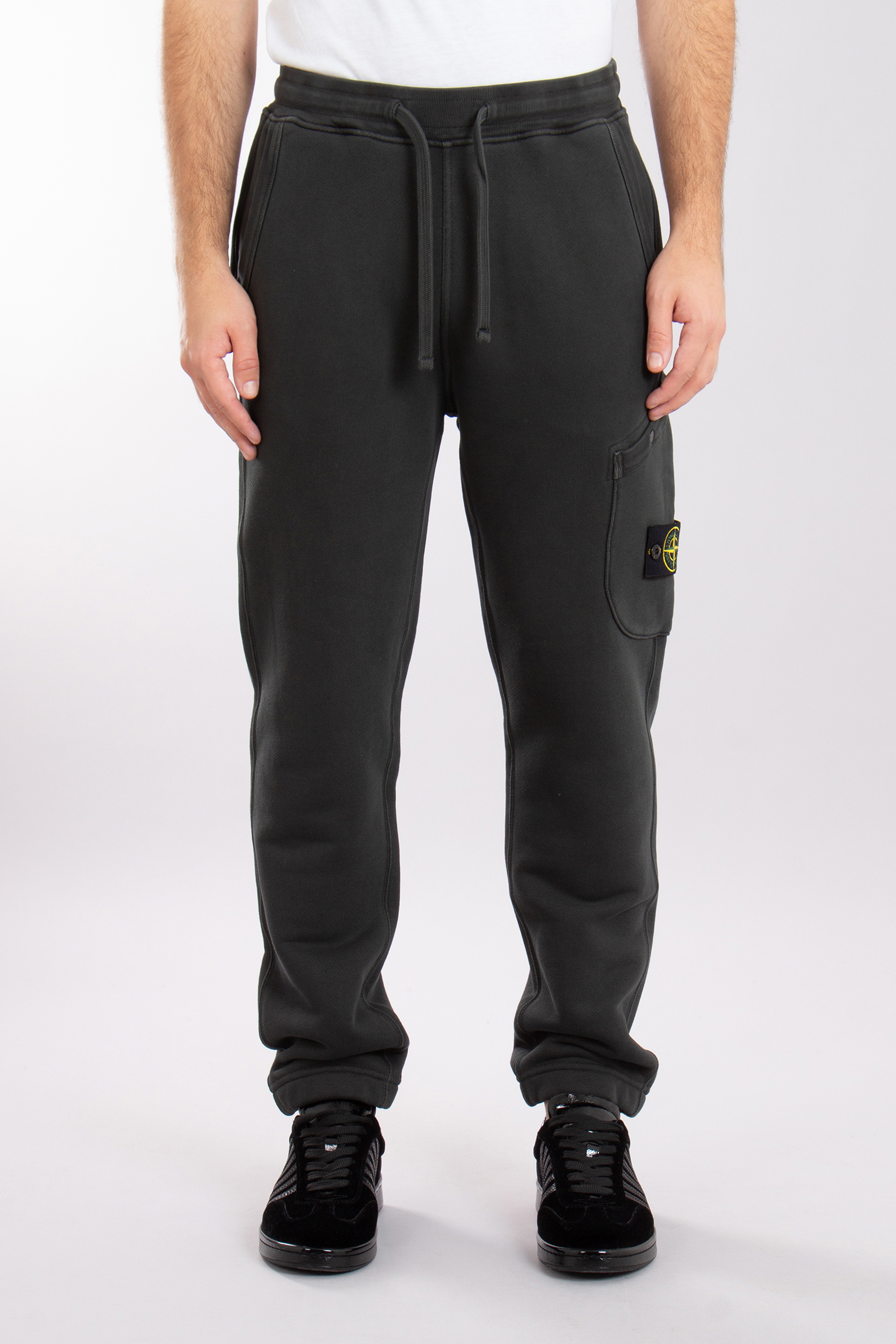 STONE ISLAND 'Old' Effect Organic Cotton Diagonal Fleece Sweatpants