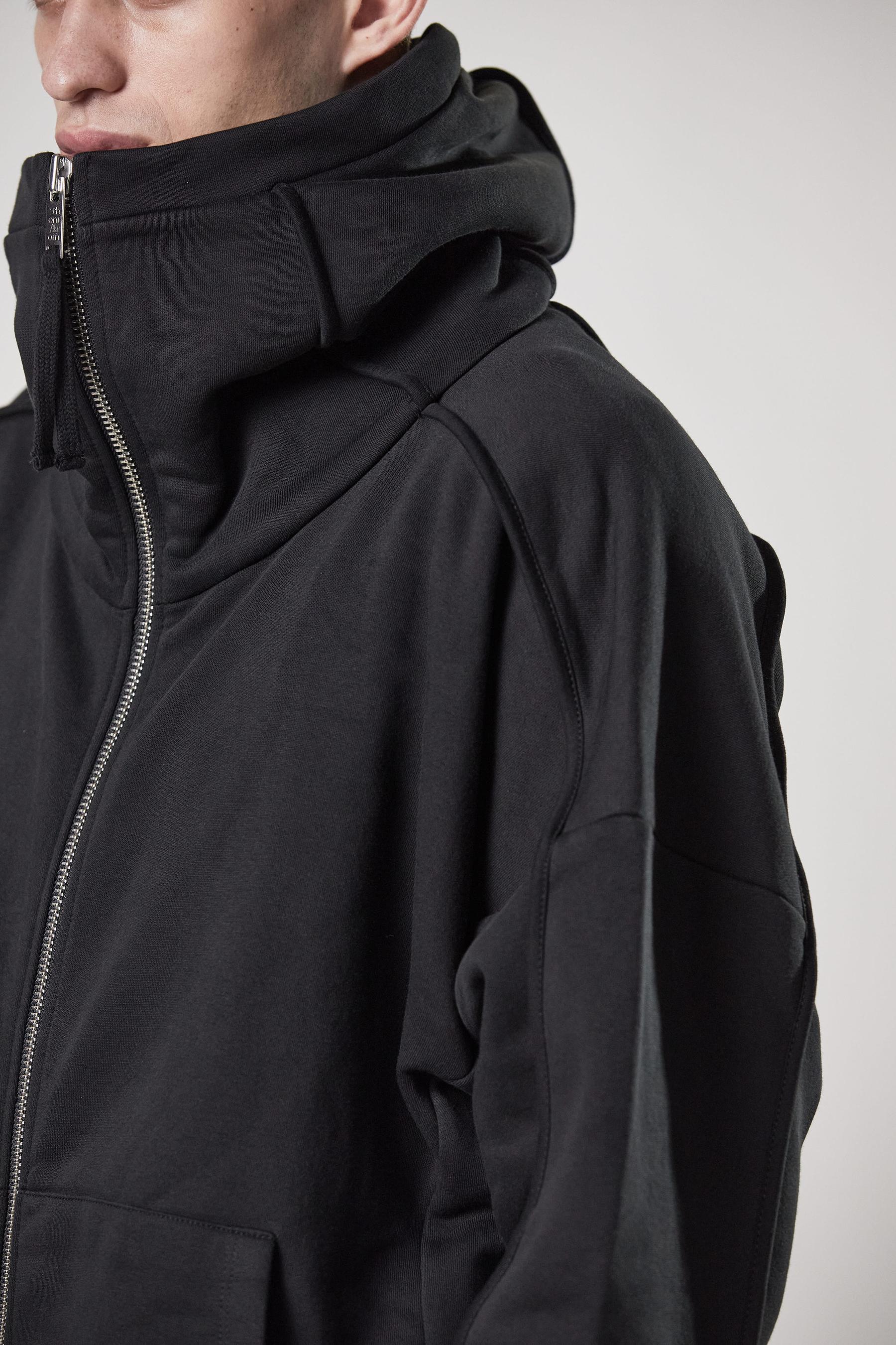 THOM KROM Hooded Cotton Blend Zip Jacket