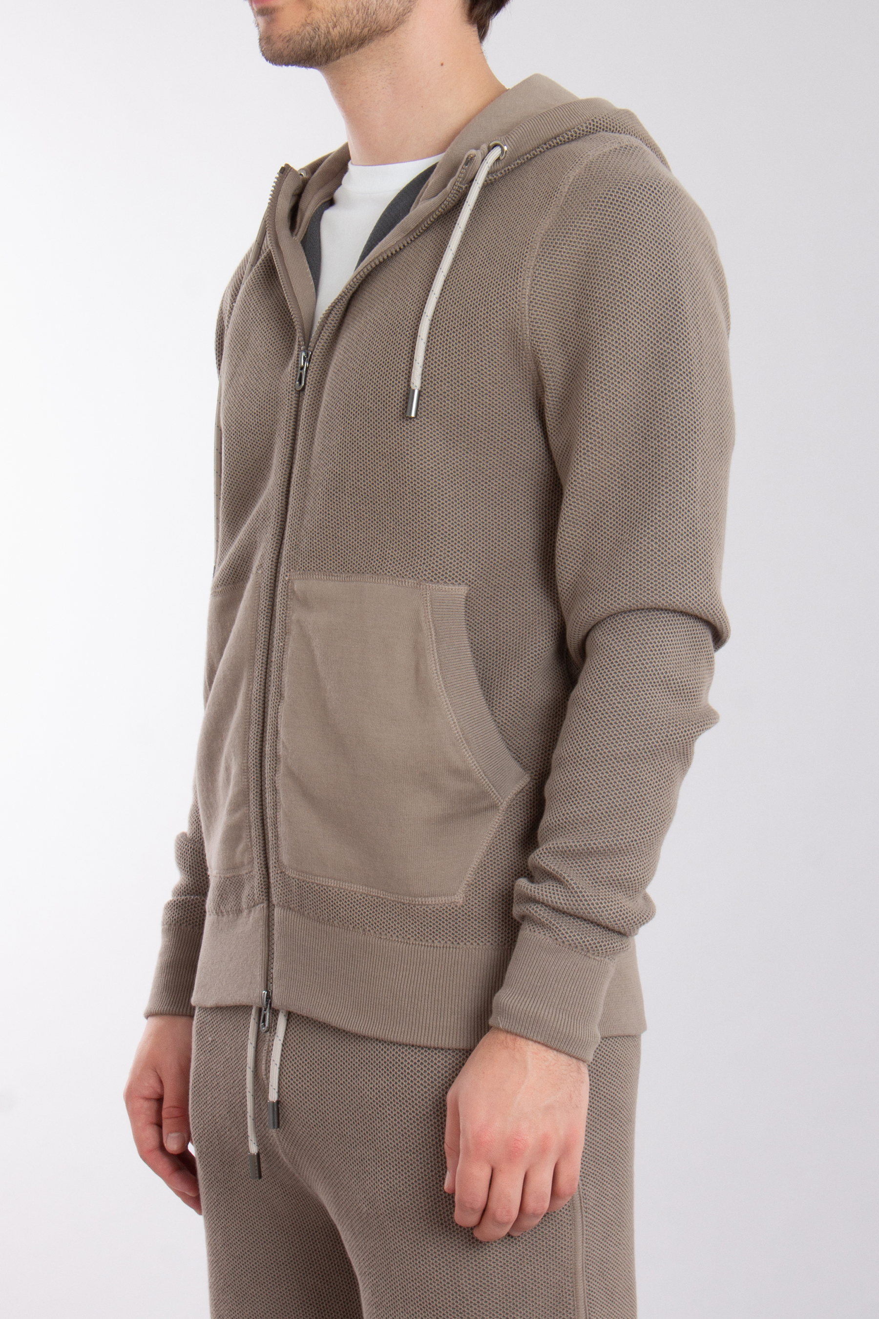 SEASE 3D Knitted Cotton Blend Zip Hoodie