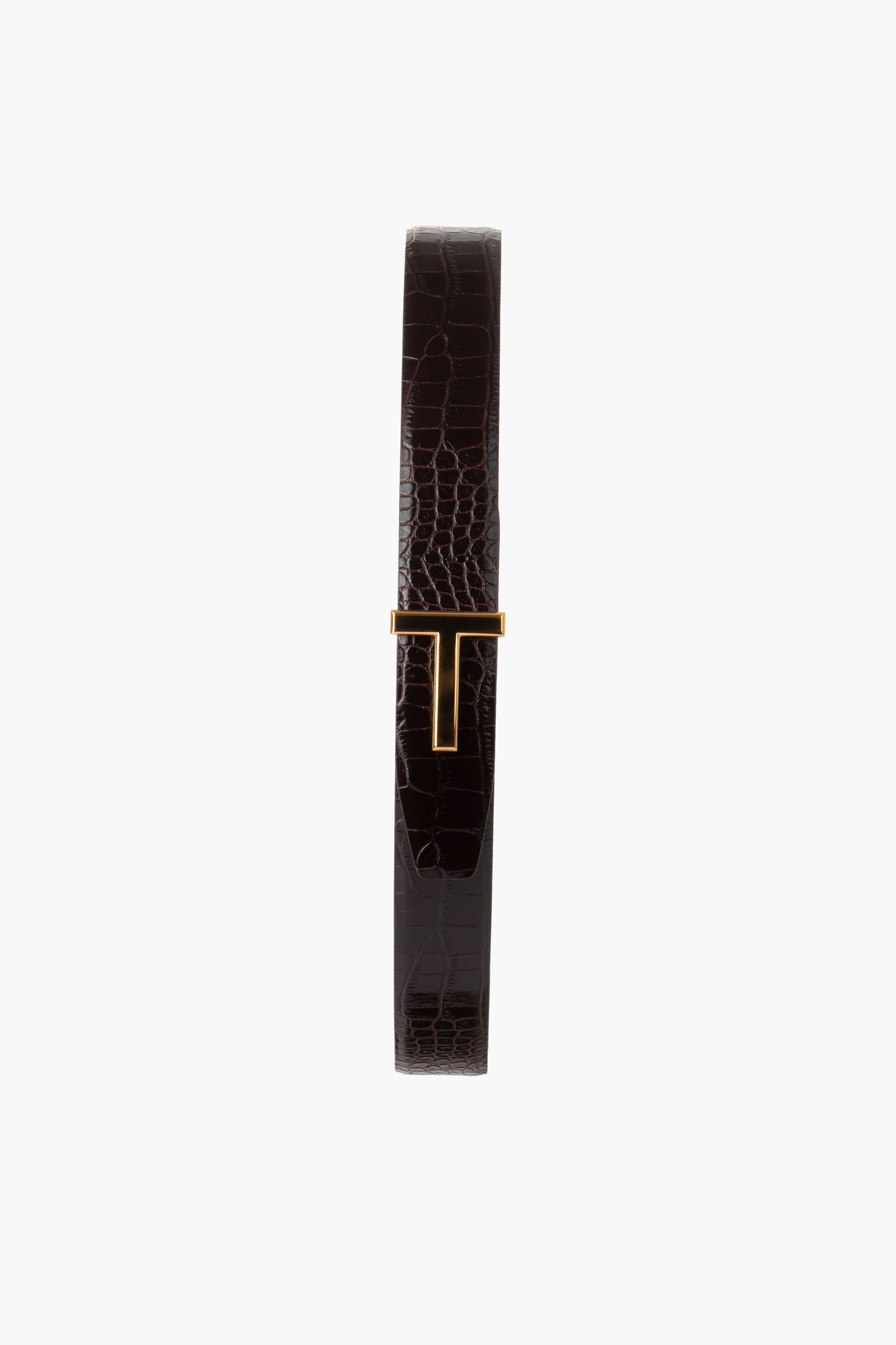 TOM FORD Alligator Embossed Leather T Icon Belt