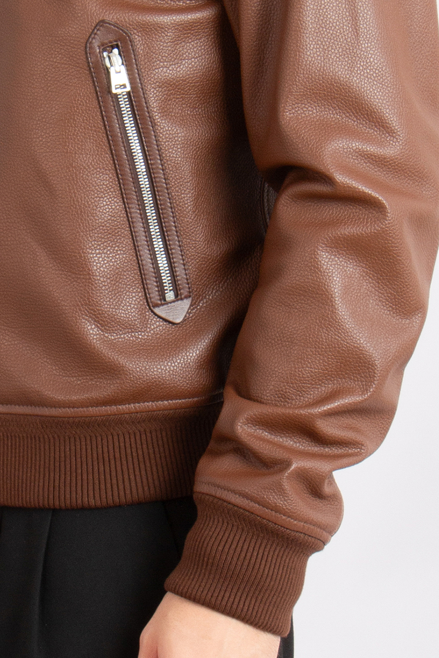 TOM FORD Grained Lamb Leather Track Bomber Jacket