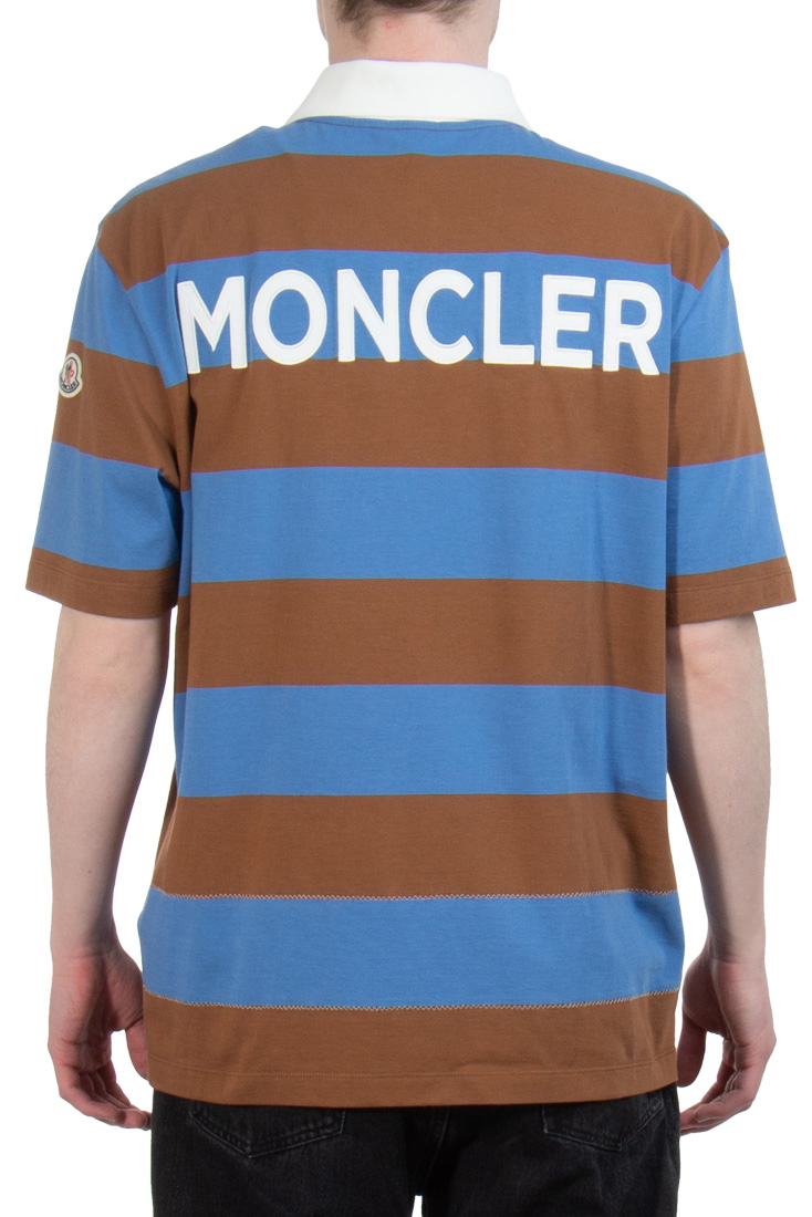 MONCLER Striped Cotton Polo Shirt