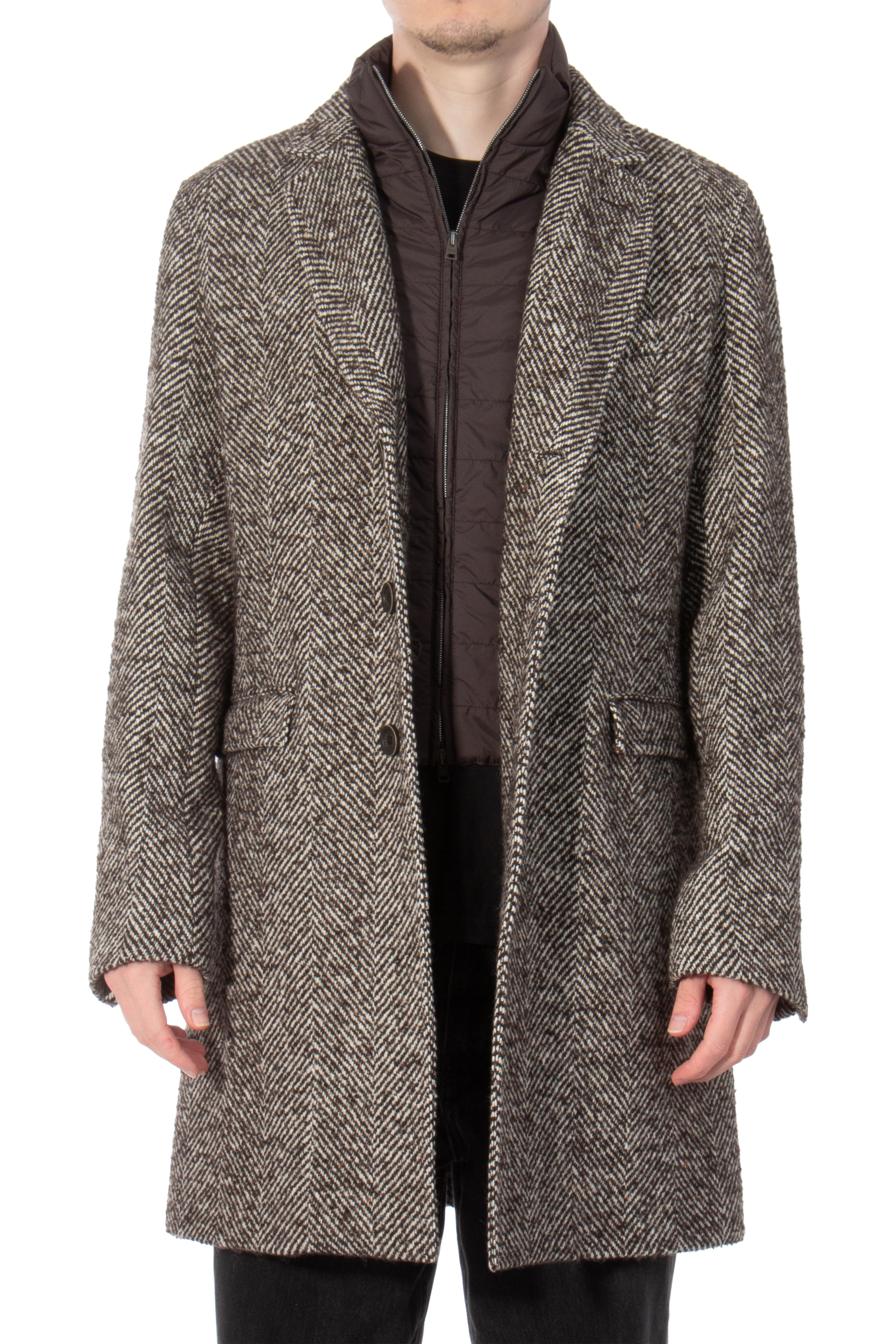 HERNO Nylon Insert Wool Mix Coat