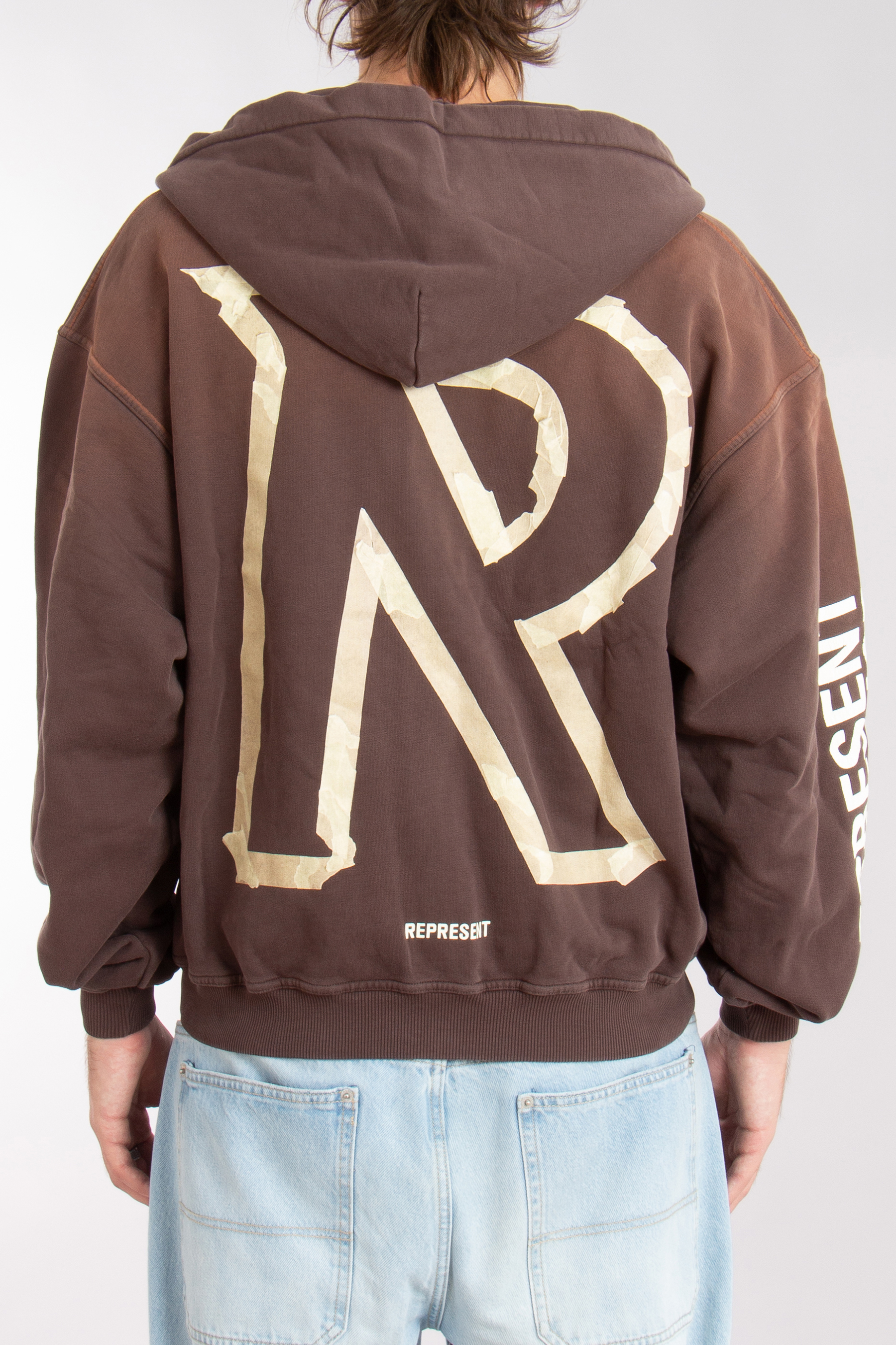 REPRESENT Masking Tape Initial Print Cotton Zip Hoodie