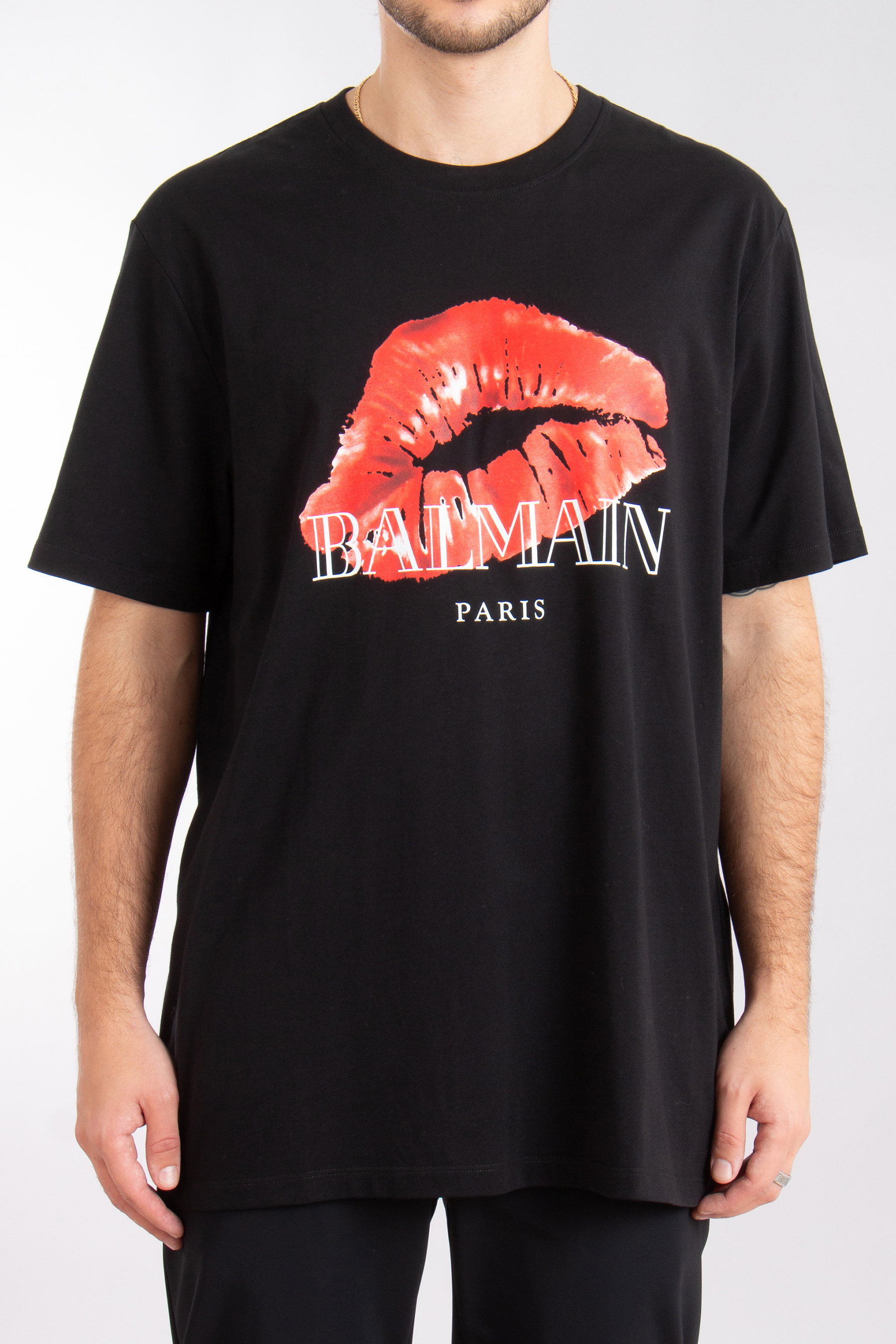 BALMAIN Kiss Print Organic Cotton Jersey T-Shirt